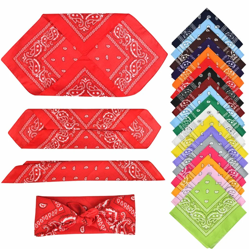 BUYGOO 20 szt. Kolorowe bandany Paisley wielofunkcyjne szaliki na głowę uniseks szaliki na szyję duże chusty w kolorach asortymentowych kwadratowe bandany na głowę dla mężczyzn i kobiet/dam (55 x 55
