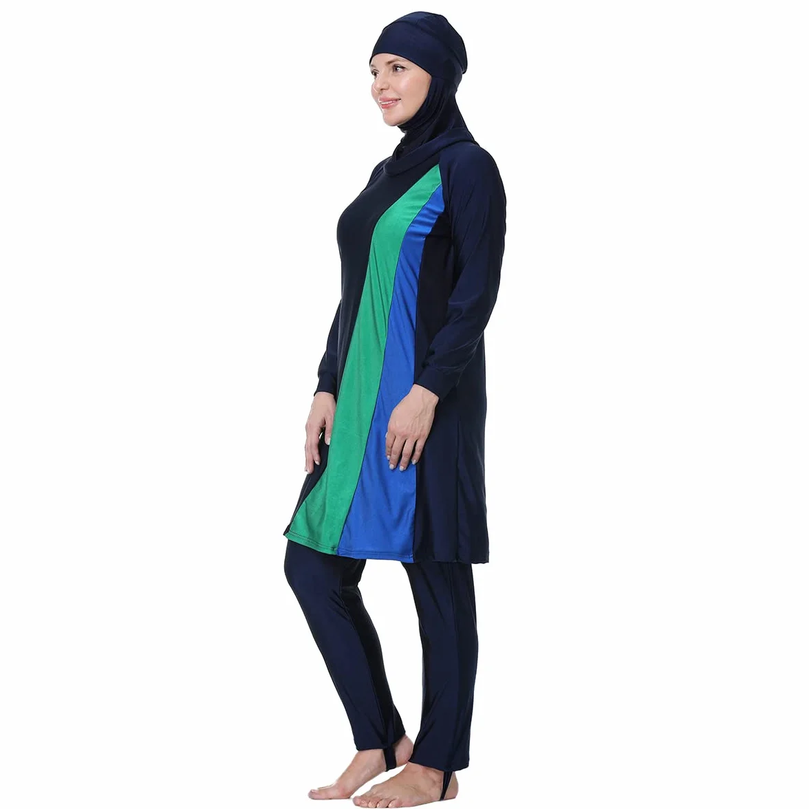3XL-8XL muzułmańskie damskie długie rękawy skromne Burkinis trzyczęściowe stroje kąpielowe