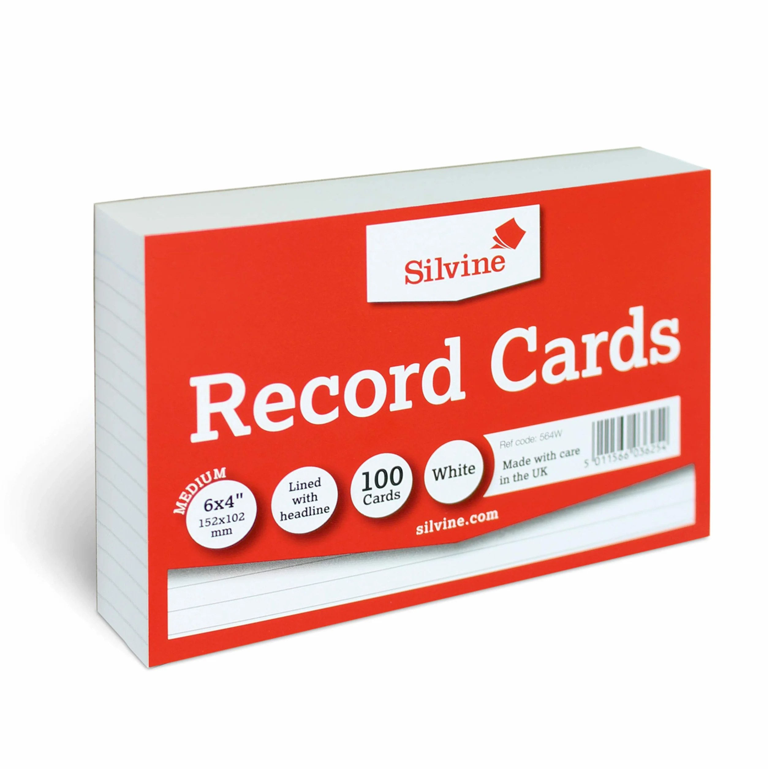 Silvine Record Cards 564W Fiszki A6, Biały