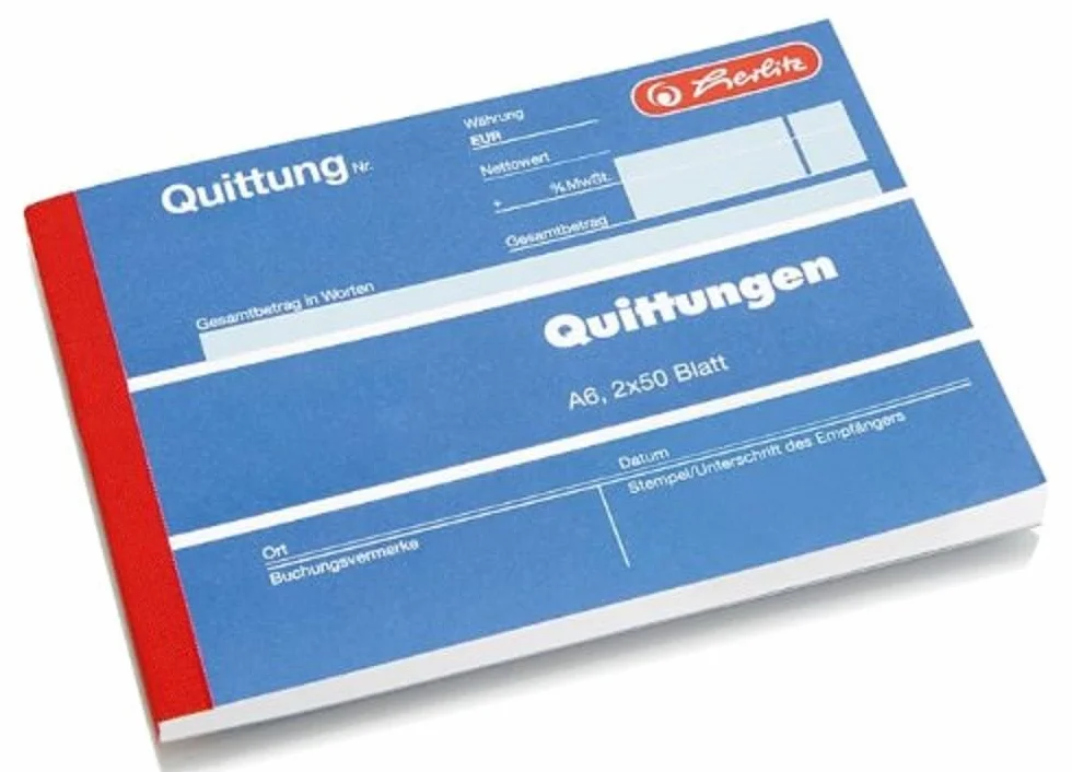 Herlitz 886614 blok na pokwitowanie A6, 2 x 50 arkuszy z papierem węglowym, 10 sztuk
