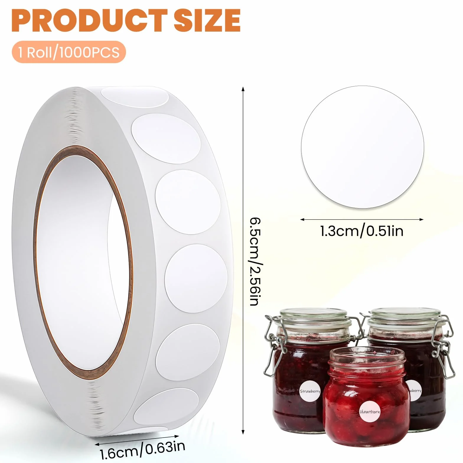 Bewudy 1000 sztuk białych okrągłych naklejek 13 mm, białe wodoodporne naklejki w kształcie okręgu, białe naklejki w kropki, samoprzylepne etykiety okrągłe, do planerów, kalendarzy, notatników