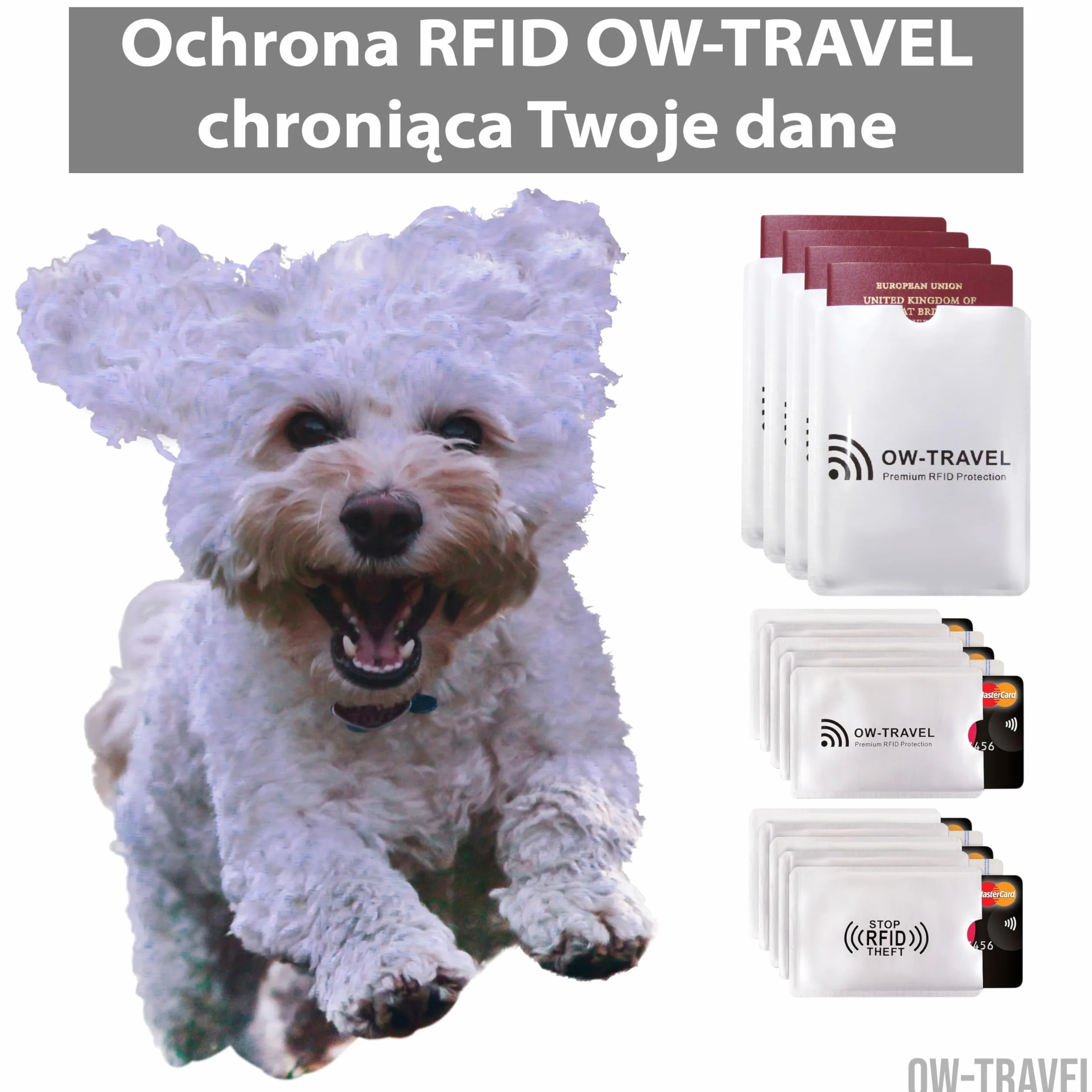 OW-Travel Etui na Karty RFID (10 Sztuk) I Etui na Paszportu (4 Sztuk) Ochrona Kart Zbliżeniowych. Blokada Karty RFID i Ochrona. Kartę Blokada Paszportu Bezpieczeństwa