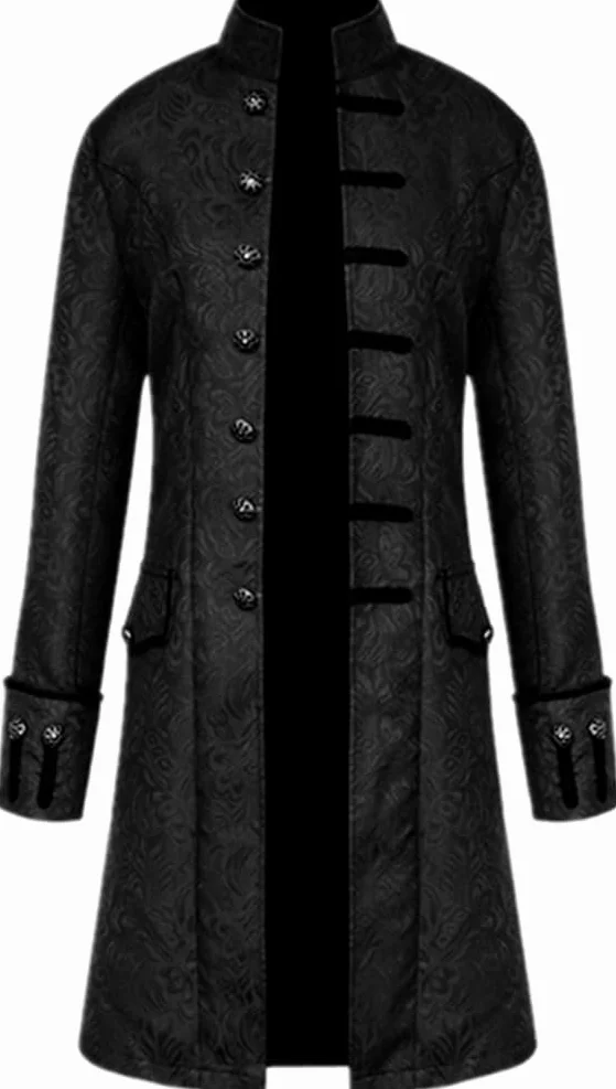 Średniowieczna odzież męska, steampunkowy płaszcz męski, kostiumy halloweenowe dla mężczyzn, frak, steampunk, gotycki, średniowieczny mundur