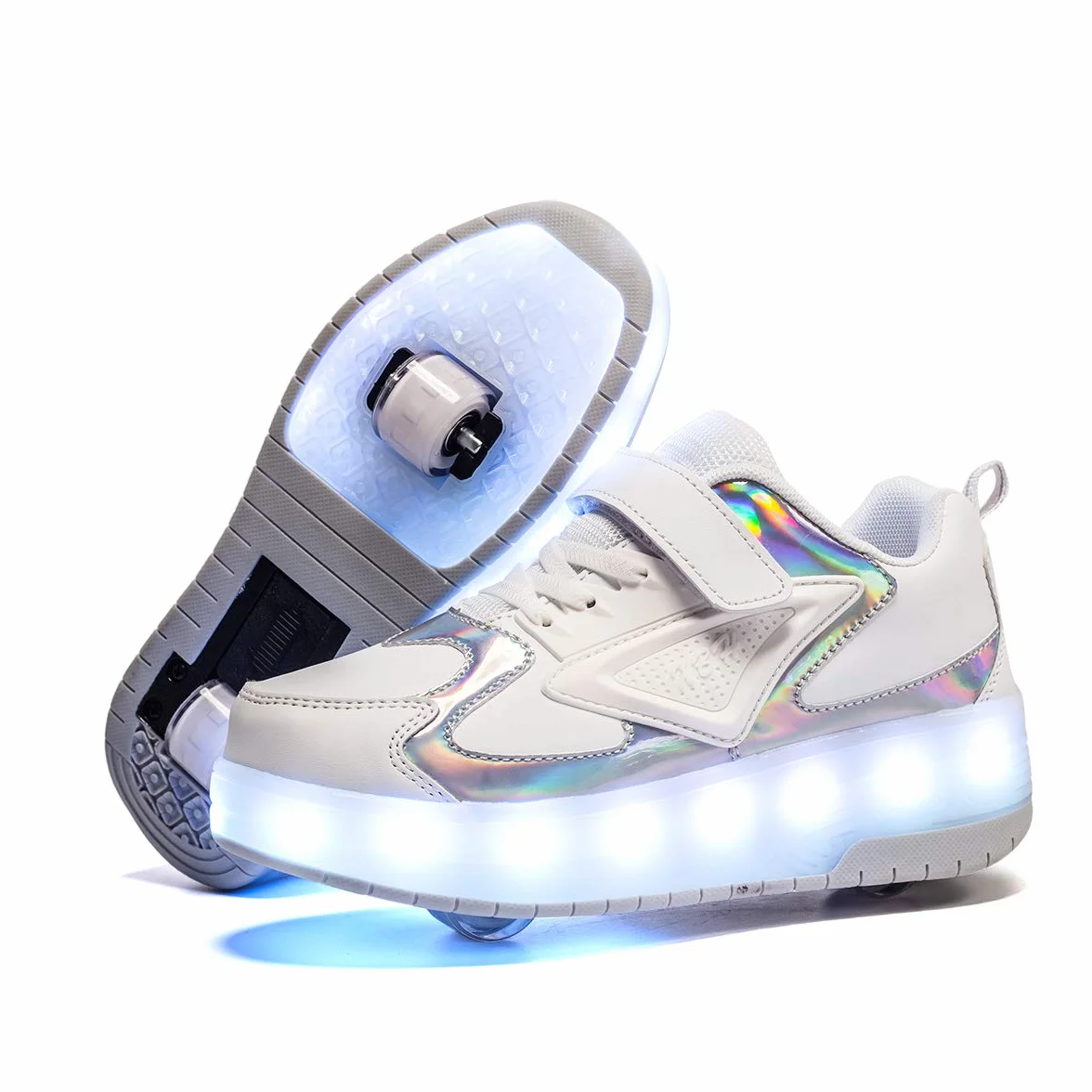 Buty na kółkach buty dwukołowe buty dla chłopców i dziewcząt Led światła buty na kółkach można obie na kółkach ładowanie z USB automatyczne buty do deskorolki