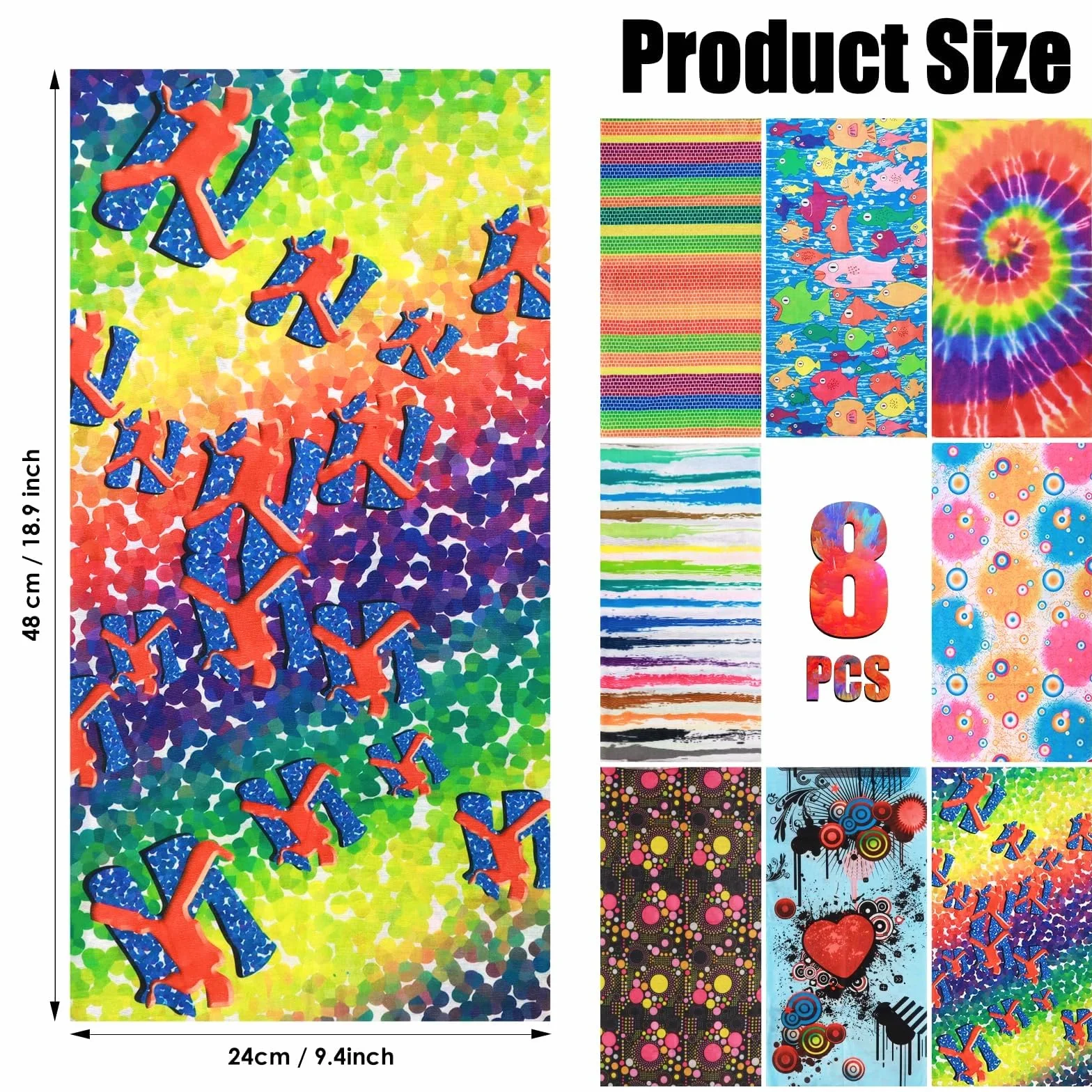 8 sztuk wielofunkcyjnych chust, szalik, magiczny, bezszwowy, bandana, chusta na głowę, unisex, do aktywności na świeżym powietrzu, wielofunkcyjna chusta sportowa, miękka i wygodna, maska na