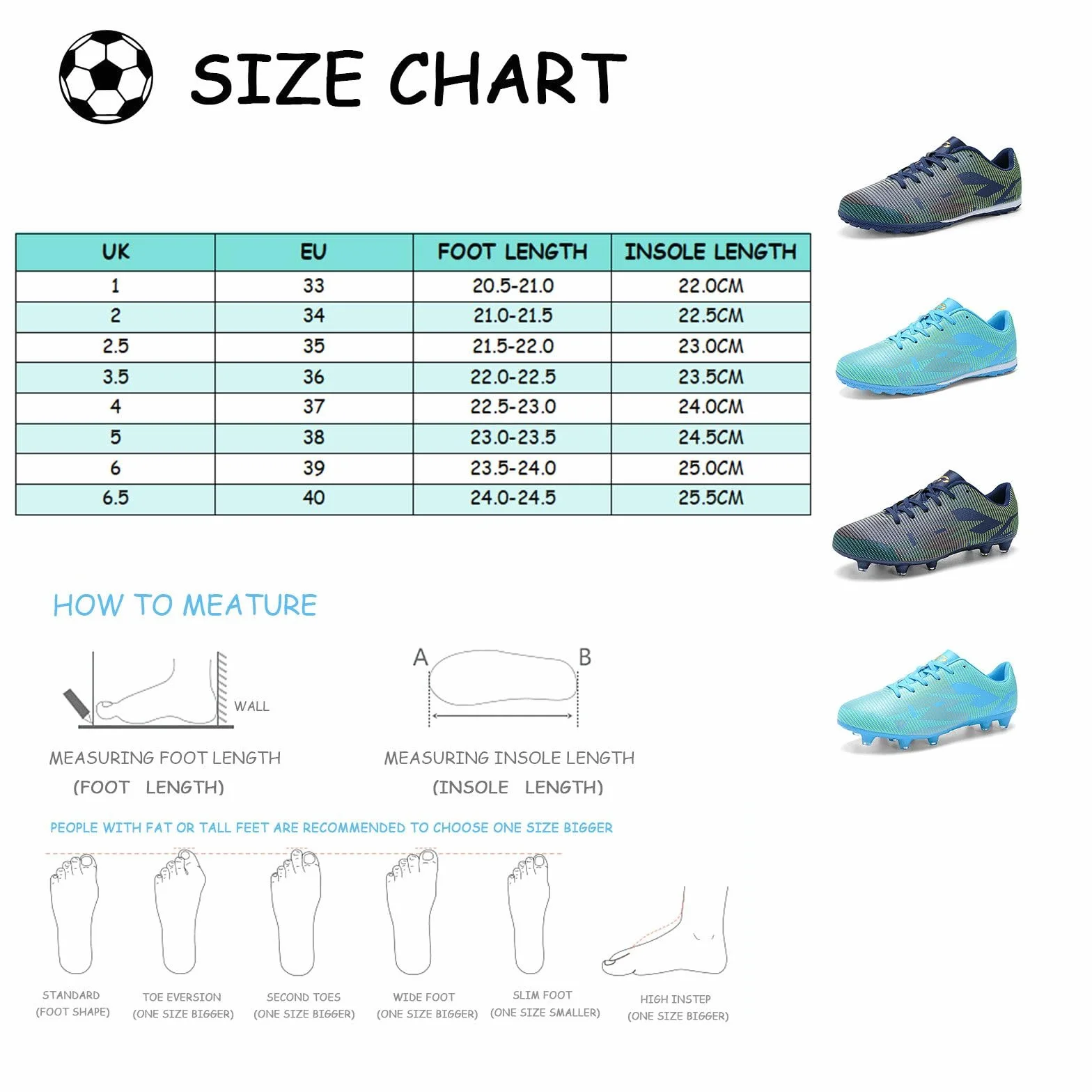Buty piłkarskie dla chłopców TF korki piłkarskie buty dla dzieci 1UK dziecko - 6,5 UK