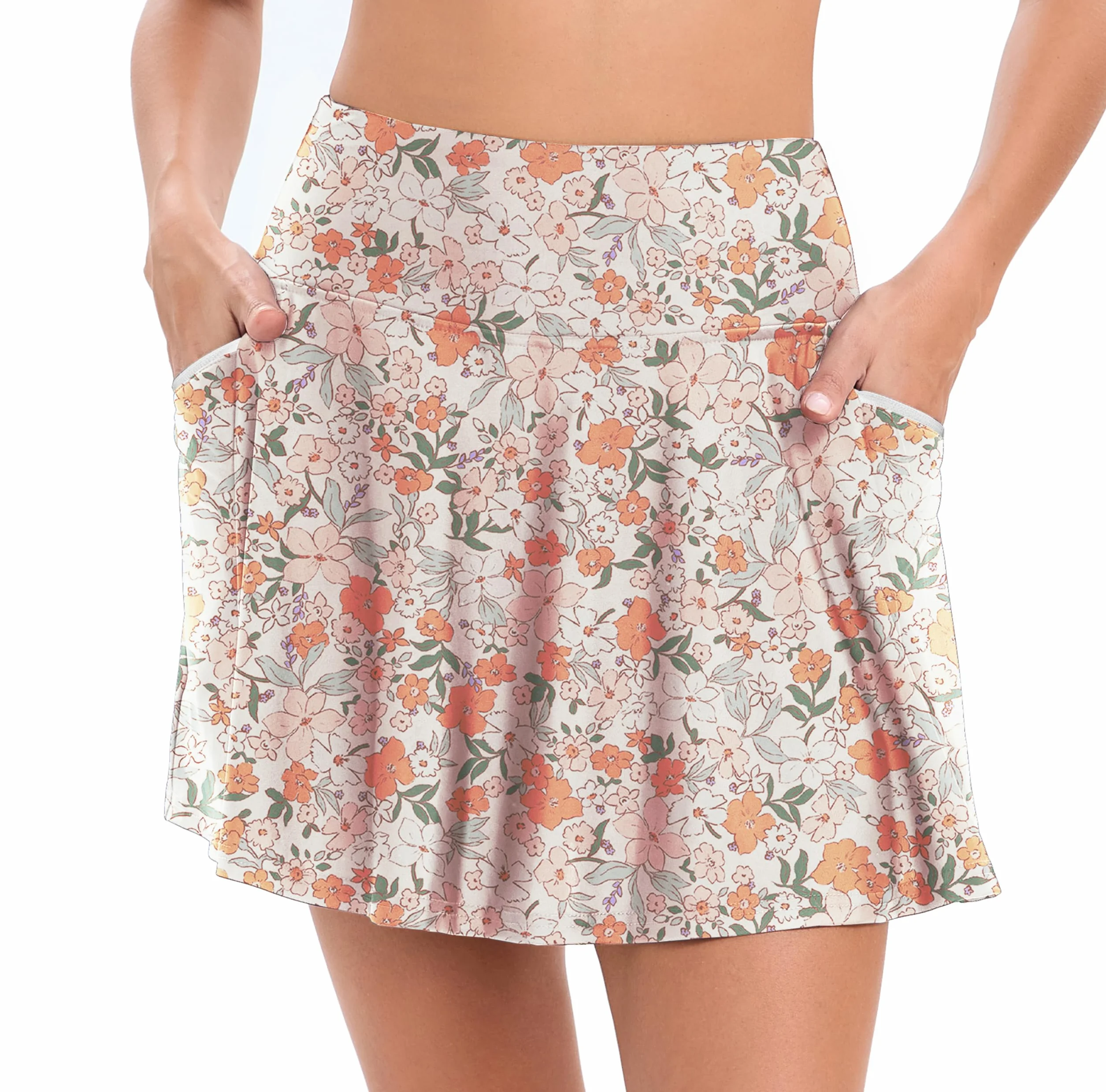 Timuspo Damskie szorty kąpielowe, moda kąpielowa, spódnica do bikini, wysoka talia, spódnica sportowa, spodenki do pływania, spódnica plażowa z 4 kieszeniami