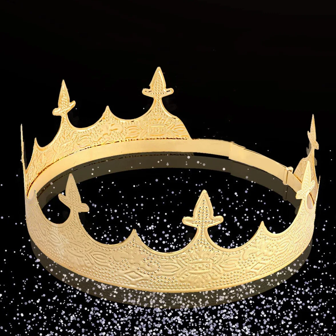 Korona Biżuteria do włosów Królewski Król Diadem Mężczyźni Metal Big Tiaras Na Halloween (Złoto)