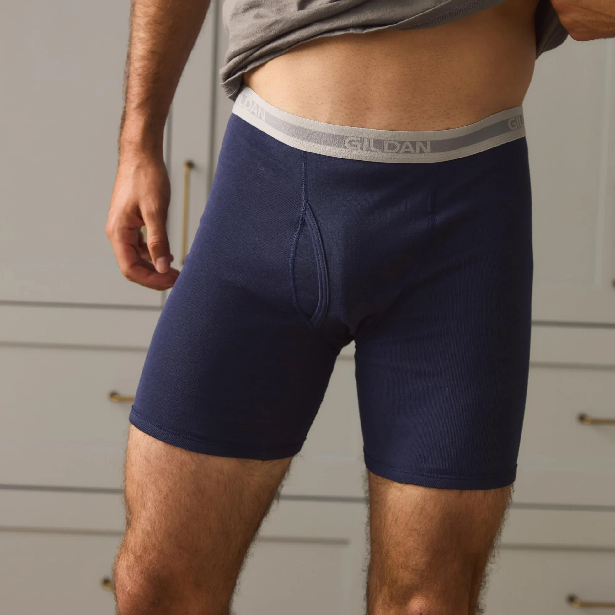 Gildan Men's Underwear Boxer Briefs, Multipack, Charcoal/Navy/Sport Grey/Military Stripe/Charcoal (5-Pack), Large