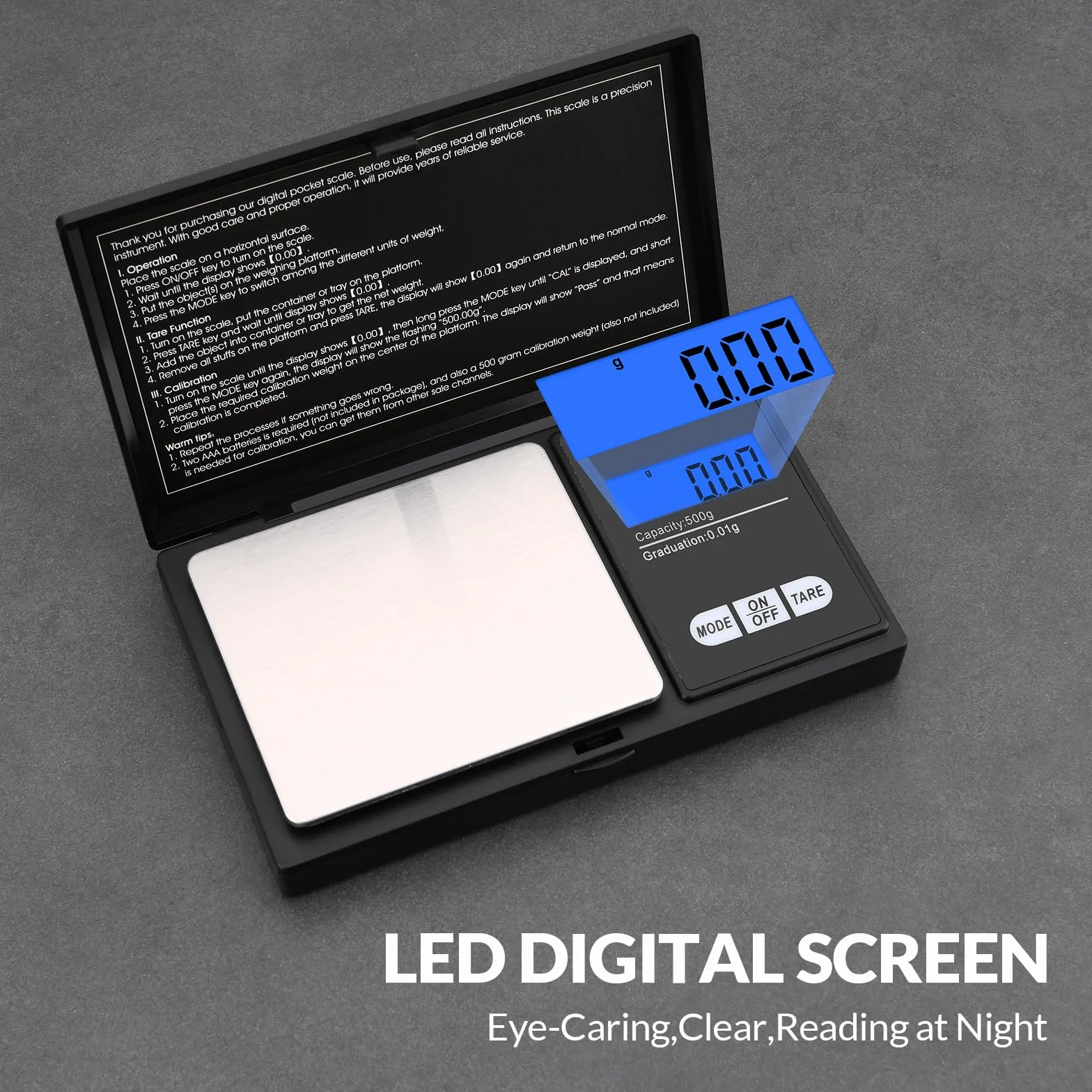 mafiti cyfrowa waga kieszonkowa, 500 g / 0,01 g, złota waga gramowa, z funkcją tary, 7 jednostek i wyświetlaczem LCD, bardzo precyzyjna waga cyfrowa do tabletów, biżuterii, monet