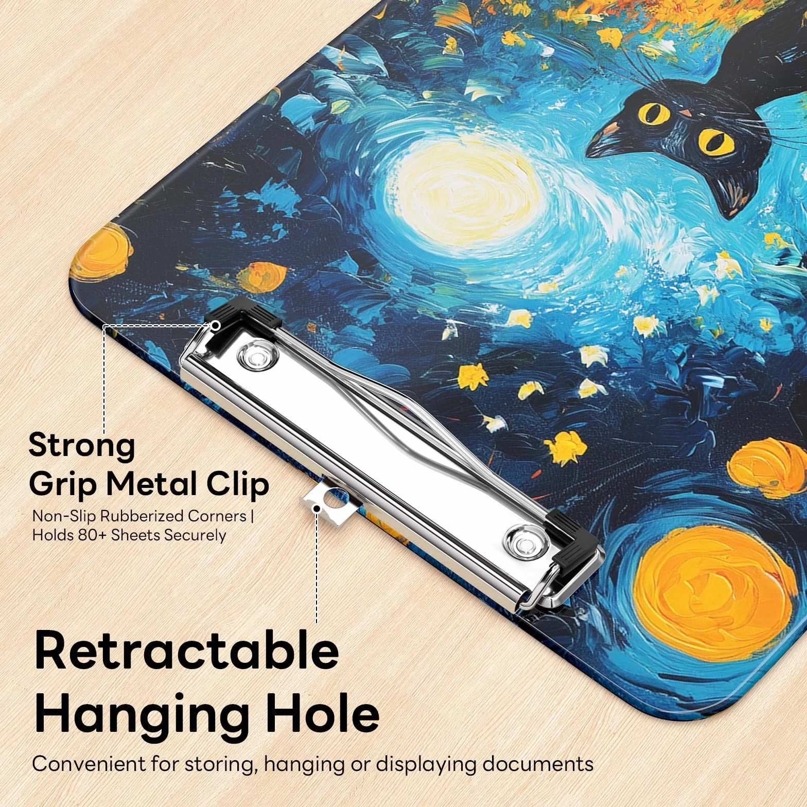Plastikowy uroczy schowek, niskoprofilowy metalowy klips, rozmiar litery A4, 23 x 31,8 cm, tablica do spinania papieru dla nauczycieli, pielęgniarek, klasy, uroczy kot van