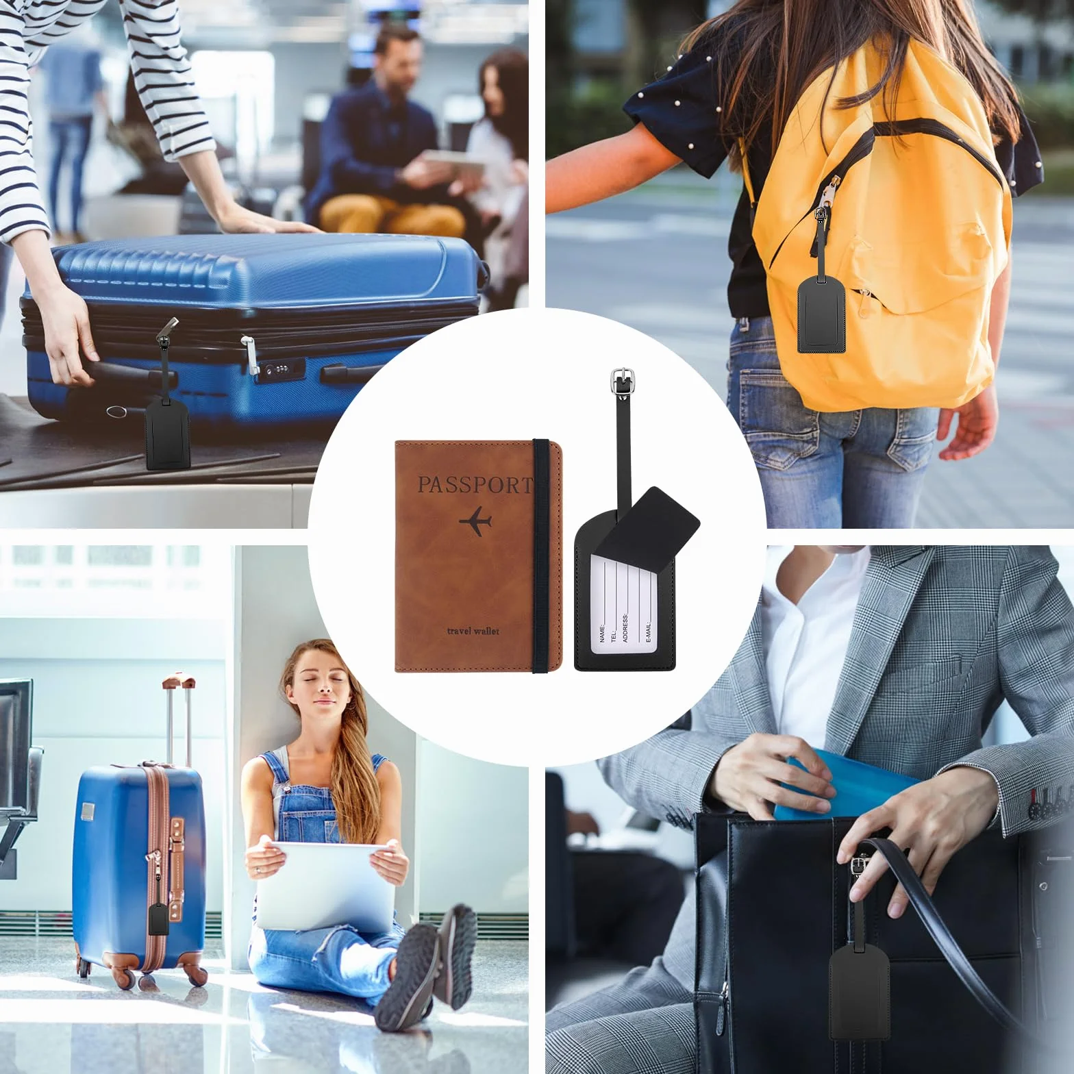 etui RUCUDIM na paszport, 2 szt., skóra PU, blokowanie RFID, podróżne etui portfelowe z przegródką na karty i elastycznym paskiem, na karty kredytowe, pieniądze, wejście na pokład,