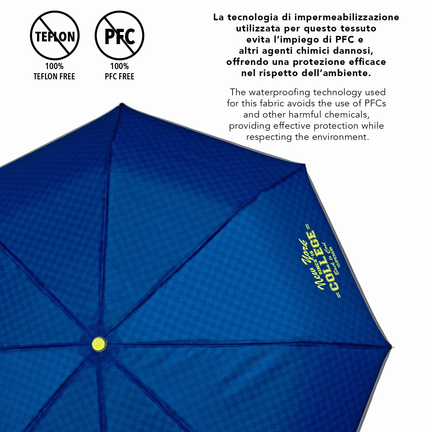 Składana Kompaktowa Parasolka dla Dzieci w Wieku 7+ Manualna - Mini Parasol Odblaskowymi Detalami Lekki Przenośny - Mały Kieszonkowy Wiatroodporny Parasol - Średnica 91 cm - Perletti (College)
