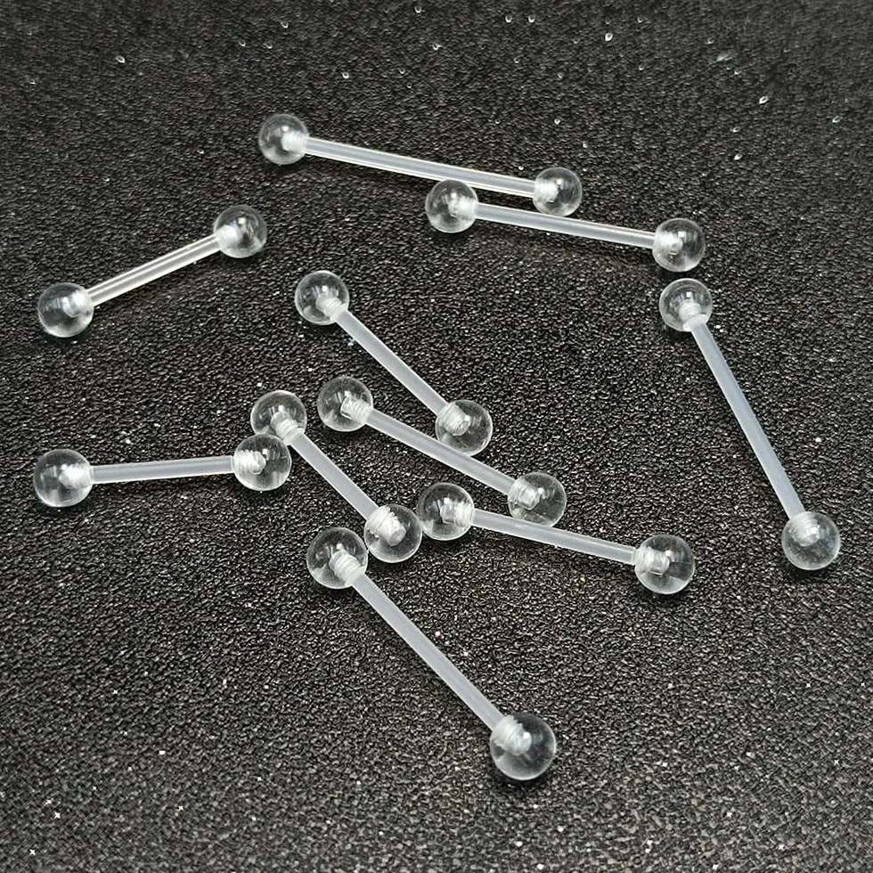 Jasne Piercing Sutki Język Pierścienie 14G Plastikowe Acryilc Przezroczysty Proste Barbells Piercing Biżuteria 12mm 14mm 16mm 18mm