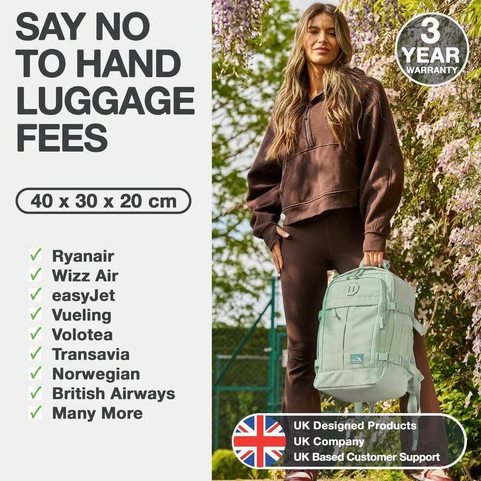 Cabin Max Metz Torba kabinowa 24 l 40 x 30 x 20 cm, idealna do wynajęcia pod siedzeniem, Wizzair, Vueling i innych (poliester z recyklingu rPE)