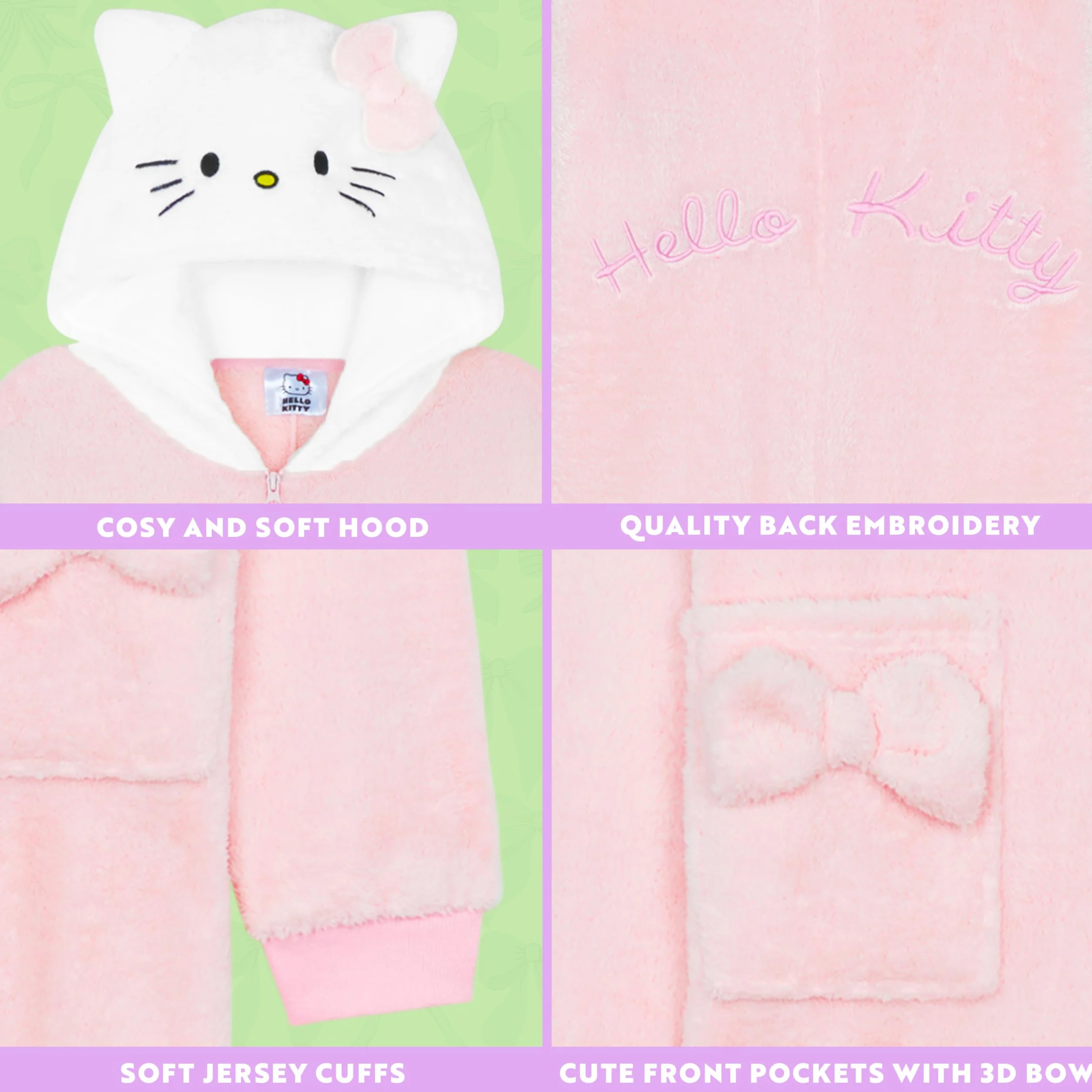 Hello Kitty Sanrio jednoczęściowa piżama dla dziewcząt, nastolatków, kawaii, odzież wypoczynkowa, zapinana na zamek, kombinezon piżamowy, prezenty dla dziewcząt