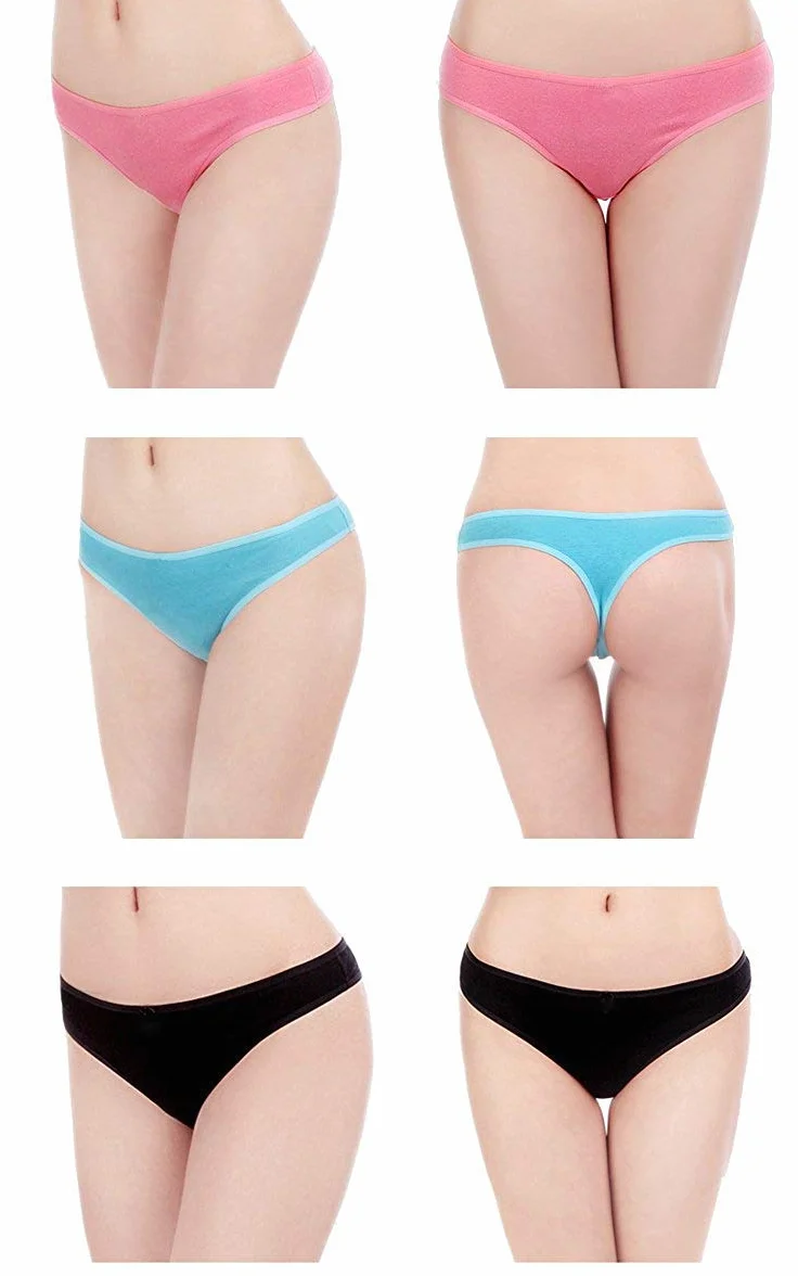 DRESHOW 6 Sztuk Stringi Damskie Bawełniane Oddychające Majtki Bielizna Bikini