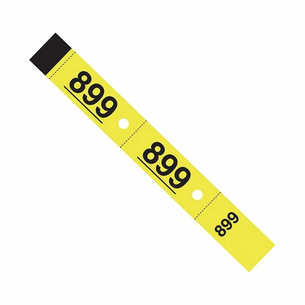 500 biletów do szatni | 3x20cm | Perforowane - 3 części | 10 partii 50 biletów | Żółty