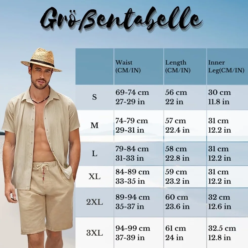 Tansozer Krótkie Spodnie Mężczyźni Szorty Mężczyźni Lato Leisure Stretch Bawełna i len z kieszeniami