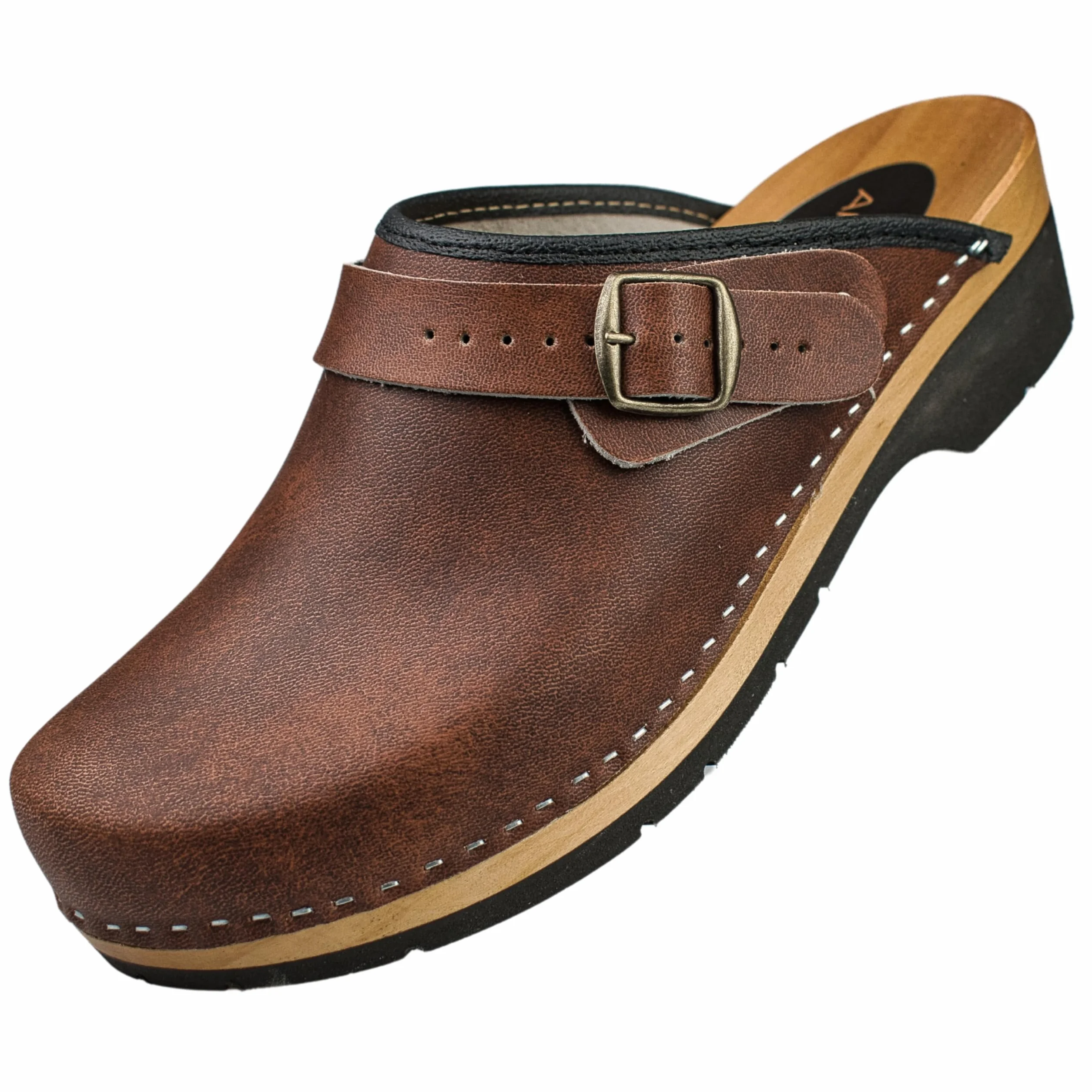 APREGGIO Drewniaki męskie - Chodaki wykonane ze skóry - Praktyczne buty ogrodowe - Ergonomiczne skórzane drewniaki męskie
