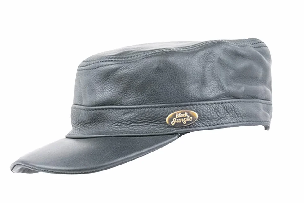 Black Jungle Castro Army Cap skórzana czapka wojskowa, czapka motocyklowa, rozmiar uniwersalny, czarny, jeden rozmiar