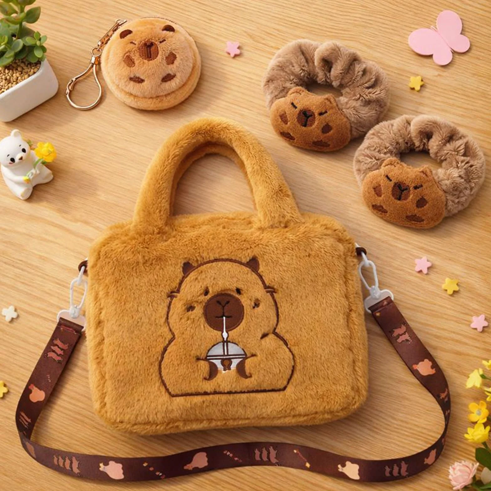 GWAWG Kapibara Plush Girls Handbag, Girls Plush Crossbody Bag, Kapibara Torby Crossbody, Kapibara Prezenty Dziewczyny Torba dla Dziewczyny Akcesoria Biżuteria Urodziny Boże Narodzenie