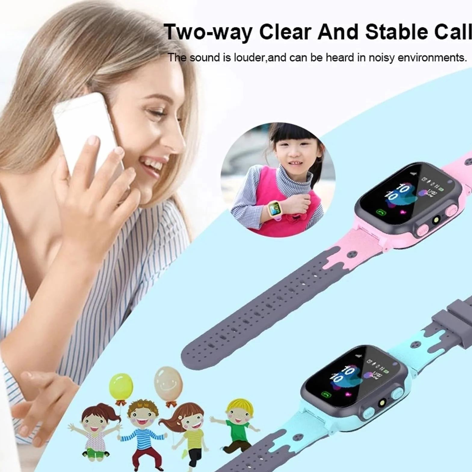 Inteligentny Zegarek dla Dzieci, Inteligentny Zegarek dla Dzieci Gry Inteligentny Zegarek Prezenty dla Dzieci w Wieku 4–16 Lat z Połączeniem Telefonicznym 2G GSM, Pozycjonowaniem