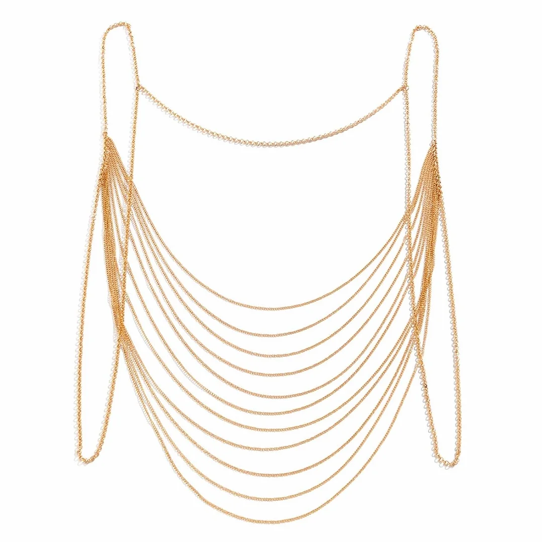 Cubahop Metal Tassel Chain Shoulder Chain Body Bra Sexy Bikini Body Jewelry Chain Women and Girl