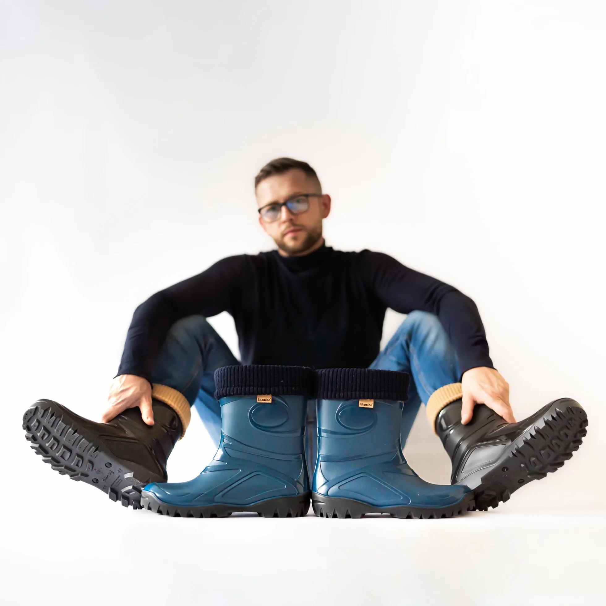 GoTherm 3Kamido Kalosze z ocieplaczem z naturalnej wełny - bardzo wygodne i bardzo ciepłe kalosze z PVC, z antypoślizgową podeszwą, wodoodporne, nieprzemakalne, dla młodzieży i dorosłych