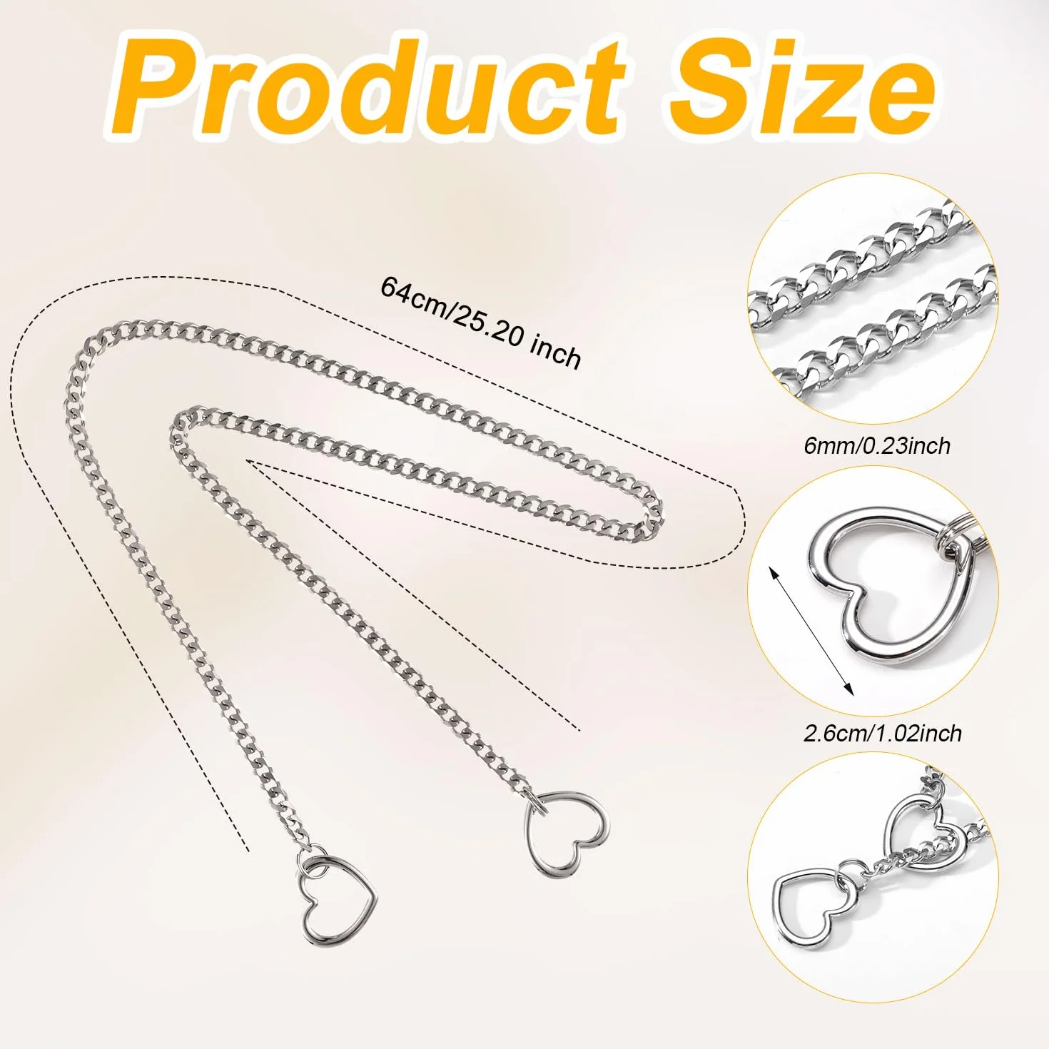 Naszyjnik z Serduszkiem, Regulowany Y Gruby Lancuszek z Kolnierzem Punk Rockowym Kubanski Choker Typu Slip Chain dla Kobiet Mezczyzn