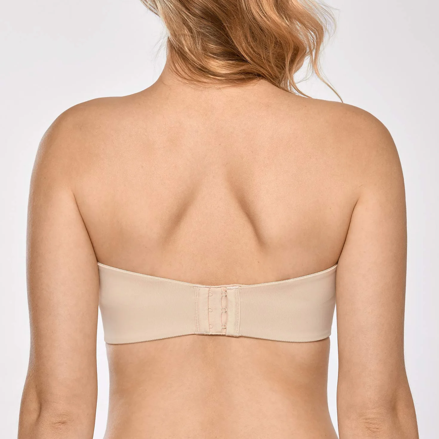 DELIMIRA Damski Biustonosz Bez Ramiączek Bez Podszewki Z Fiszbinami Minimizer Plus Size Support