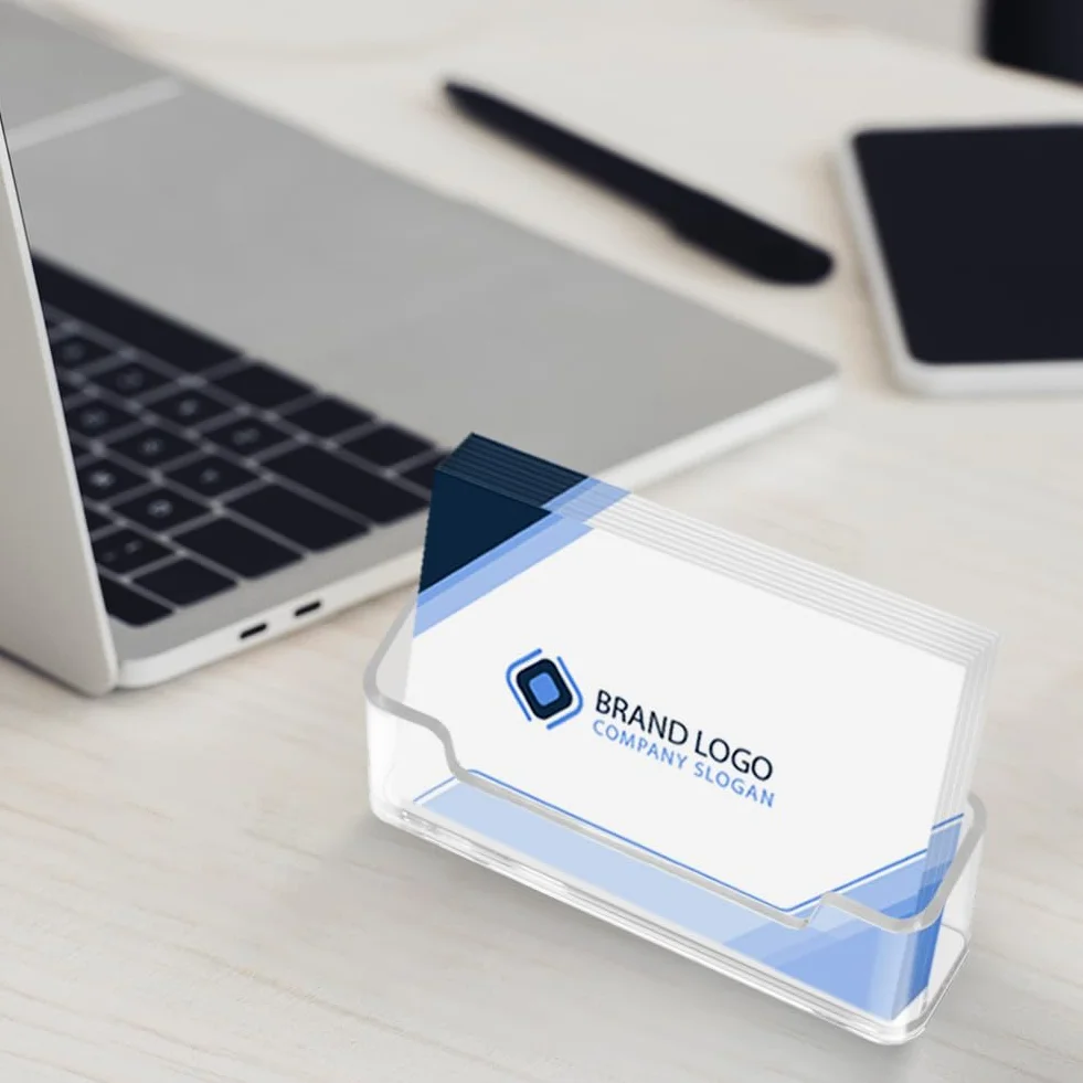 flintronic Przezroczyste etui na wizytówki, akrylowe etui do biura dla 30-50 wizytówek