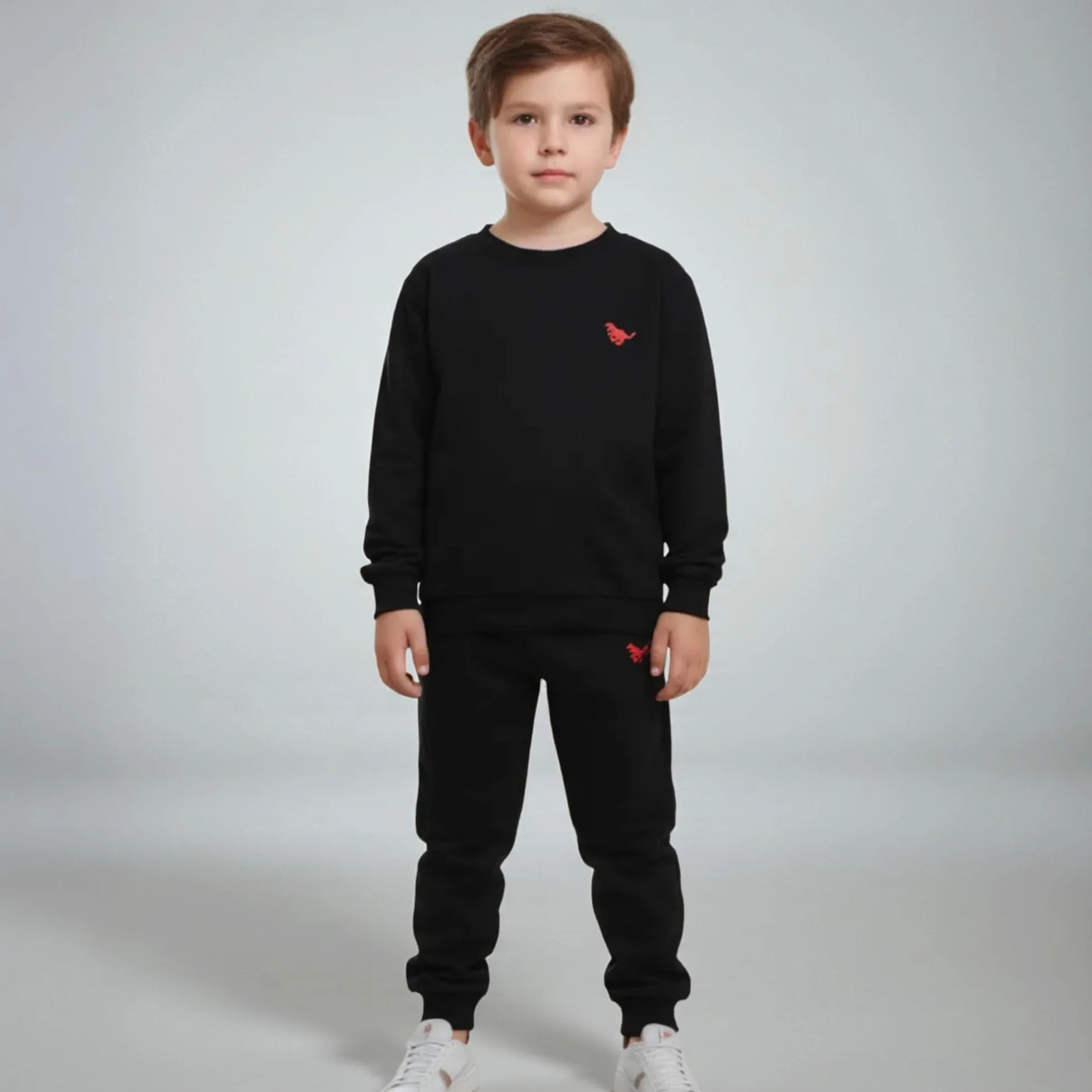 deiko Zestaw odzieży dziecięcej dla chłopców i dziewczynek, unisex, 100 bawełna, 2-częściowy top z długim rękawem i spodnie z kieszeniami, czarny, 3-4 lat