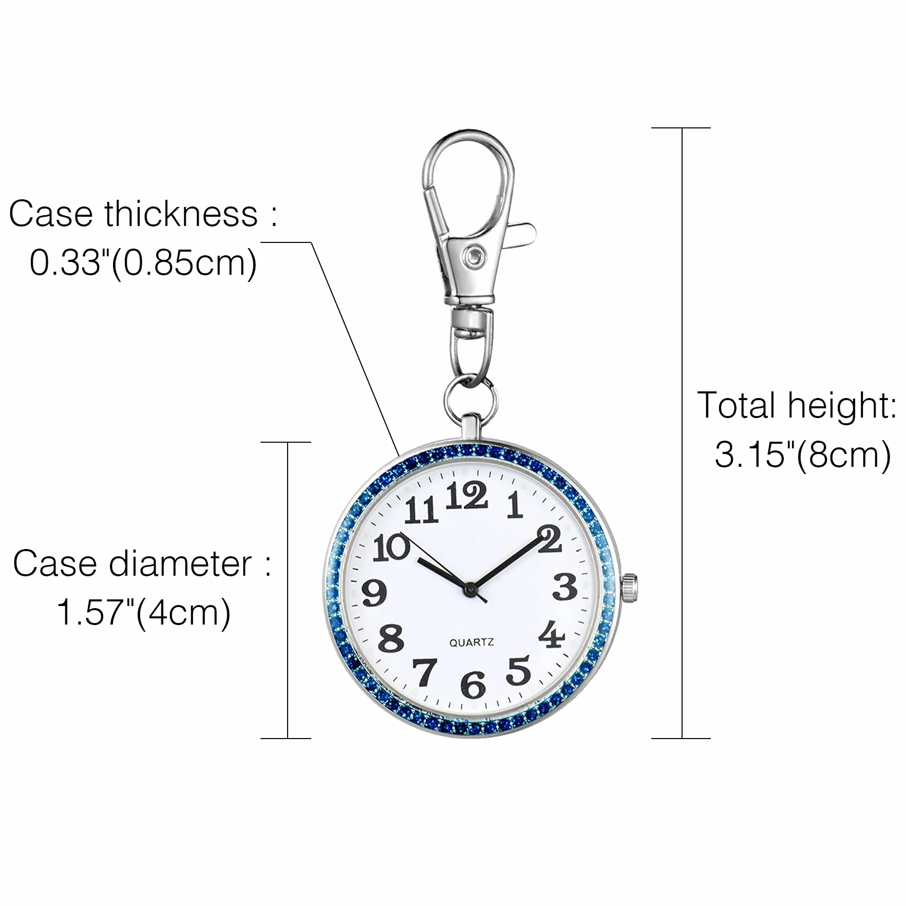 JewelryWe Breloczek do kluczy zegarek kwarcowy zegarek kieszonkowy FOB klips pasek nowość breloczek zegarki dla mężczyzn kobiet