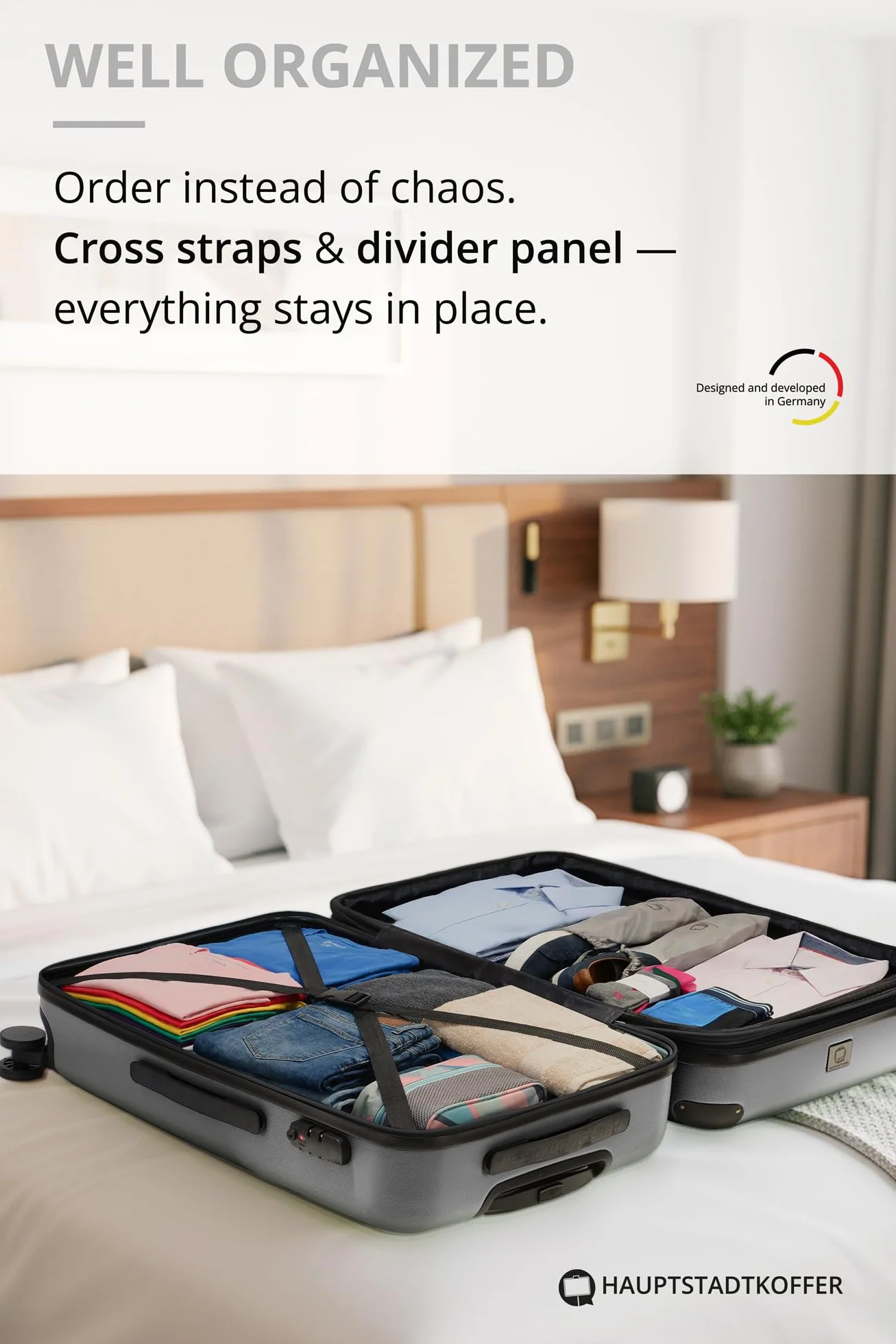 Hauptstadtkoffer Spree - średnia walizka twarda, TSA, 4 kółka, walizka, trolley, walizka na kółkach, walizka podróżna, poszerzana, 65 cm, 74 l, srebrny