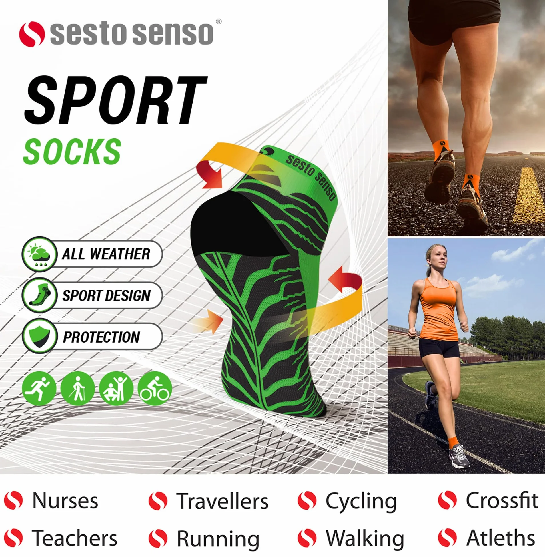 sesto senso 1 para kolorowych skarpet sportowych do biegania dla kobiet i mężczyzn