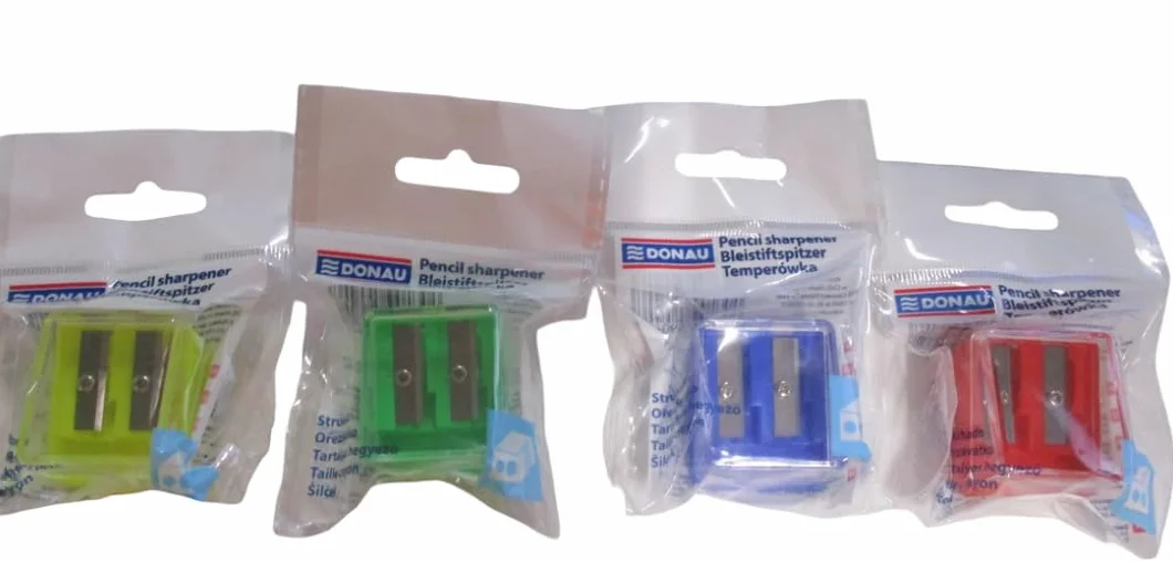 Temperówka DONAU Plastikowa Podwójna Mix Kolorów/Artykuły do Pisania i Korygowania/Typ-Podwójne Ostrze/Rodzaj-Standard/Materiał-Plastik/Kolor-Mix Kolorów/Rozmiar-Podwojna
