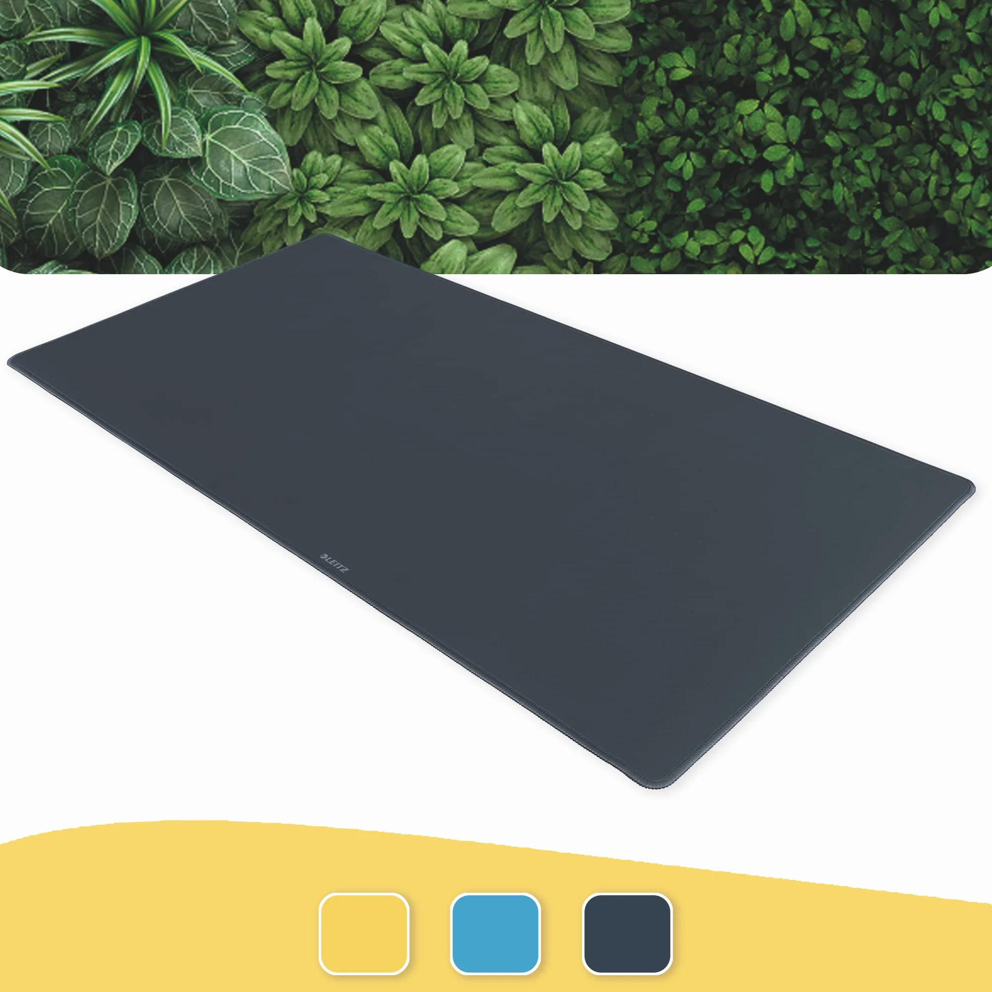 Leitz, Duża Mata na Biurko Leitz Cosy, do Domu i Biura, 80 × 40 cm, Ochronna Podkładka Antypoślizgowa pod Laptopa i Mysz, Kolor Aksamitny Szary (52680089)