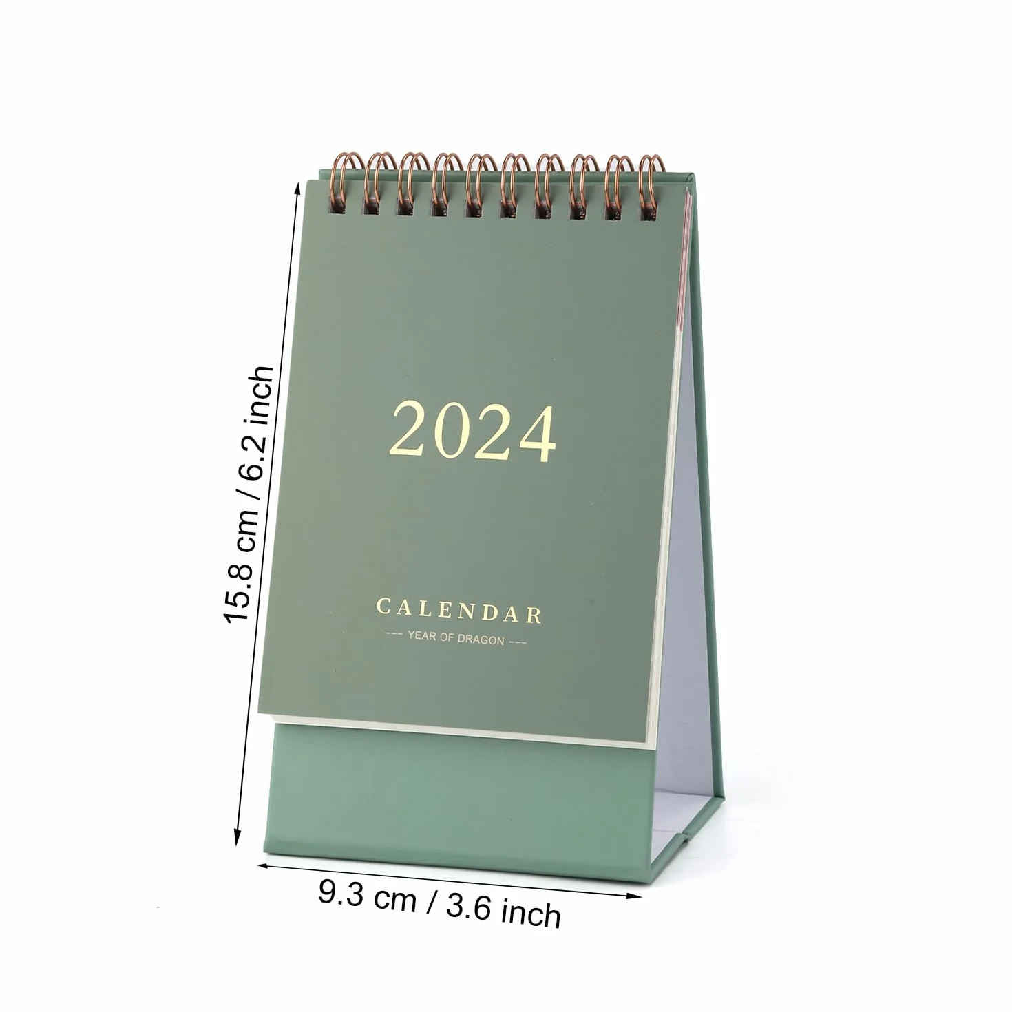 Mini Kalendarz na Biurko, 15,8x9,3cm Maly Kalendarz Biurkowy Maly Kalendarz na Biurko Spiralne na Biurko 2023-2024 Maly Kalendarz na Biurko do Szkoly Domowe Biuro (2023.7-2024.12, Zielony)