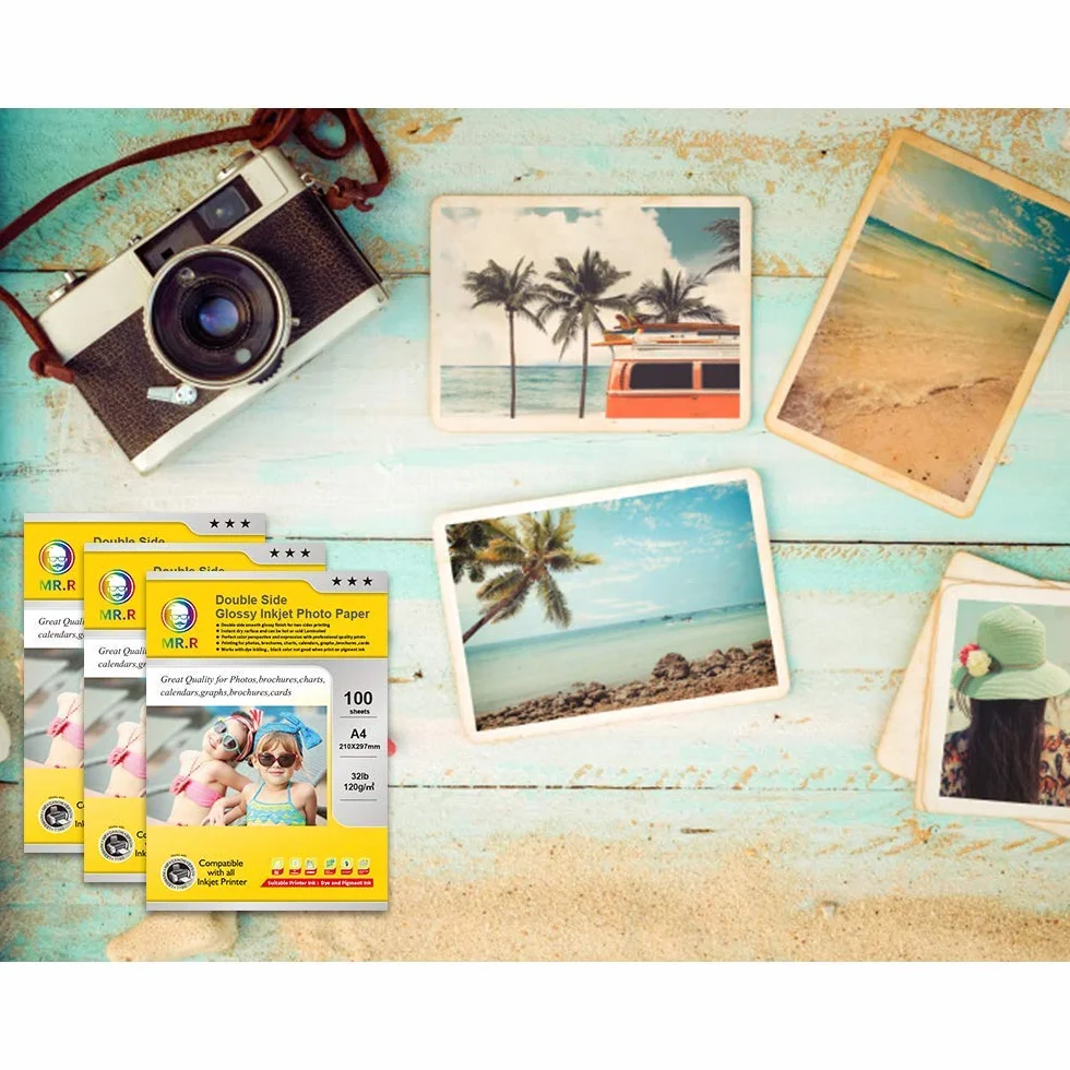 MR.R 300 gsm / m2 A4X100 Arkusze papieru fotograficznego Podwójnie matowy papier fotograficzny Natychmiastowe wysychanie Wodoodporny Jasny biały do drukarek atramentowych