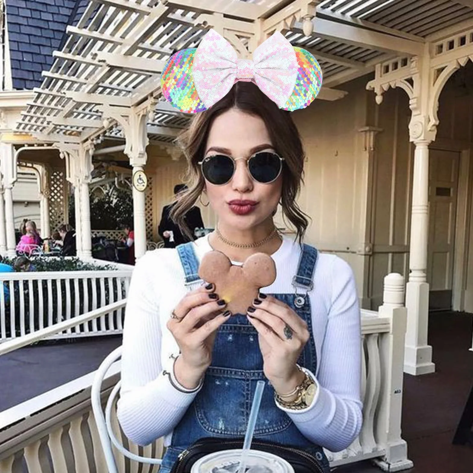 DRESHOW Minnie Uszy Opaski na Głowę Uszy Myszki Cekin Kokarda Opaski na Głowę Elastyczny Regulowany Opaska na Głowę Brokat Impreza Dekoracja Cosplay Kostium dla Kobiet 2 Adet: 28a-02