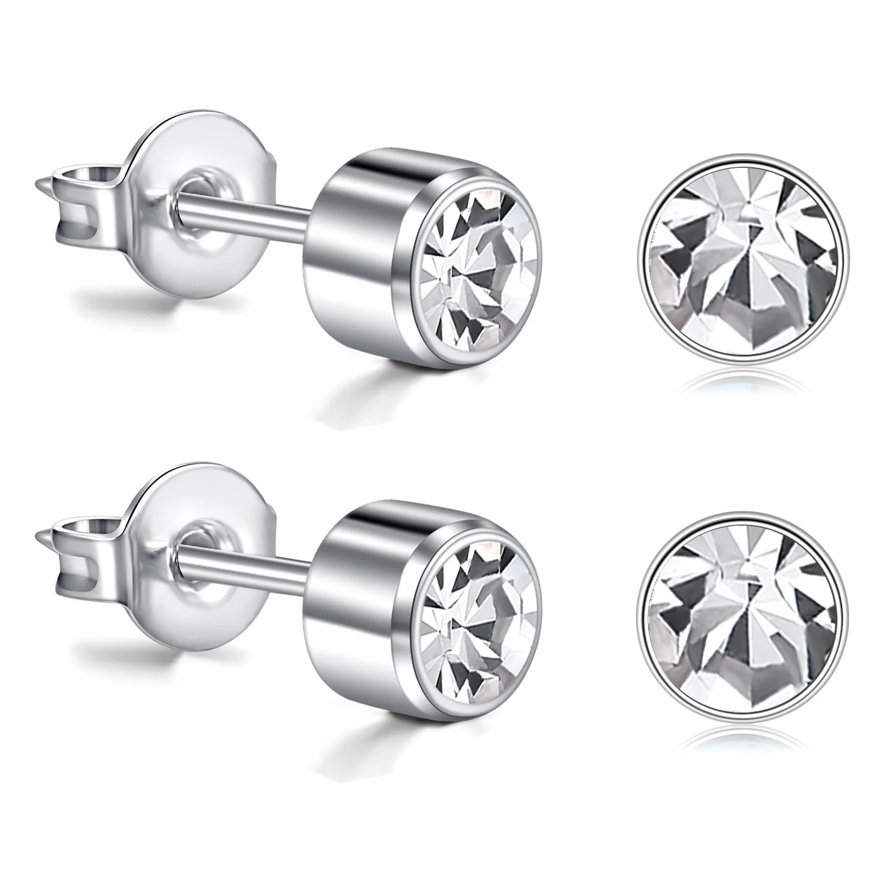 AceFun Tytanowe kolczyki na sztyfcie, złote, srebrne, dla kobiet i mężczyzn, okrągłe, 3 mm, 4 mm, 5 mm, CZ Helix Traugus, biżuteria, kolczyki G23, piercing do uszu, zestaw biżuterii