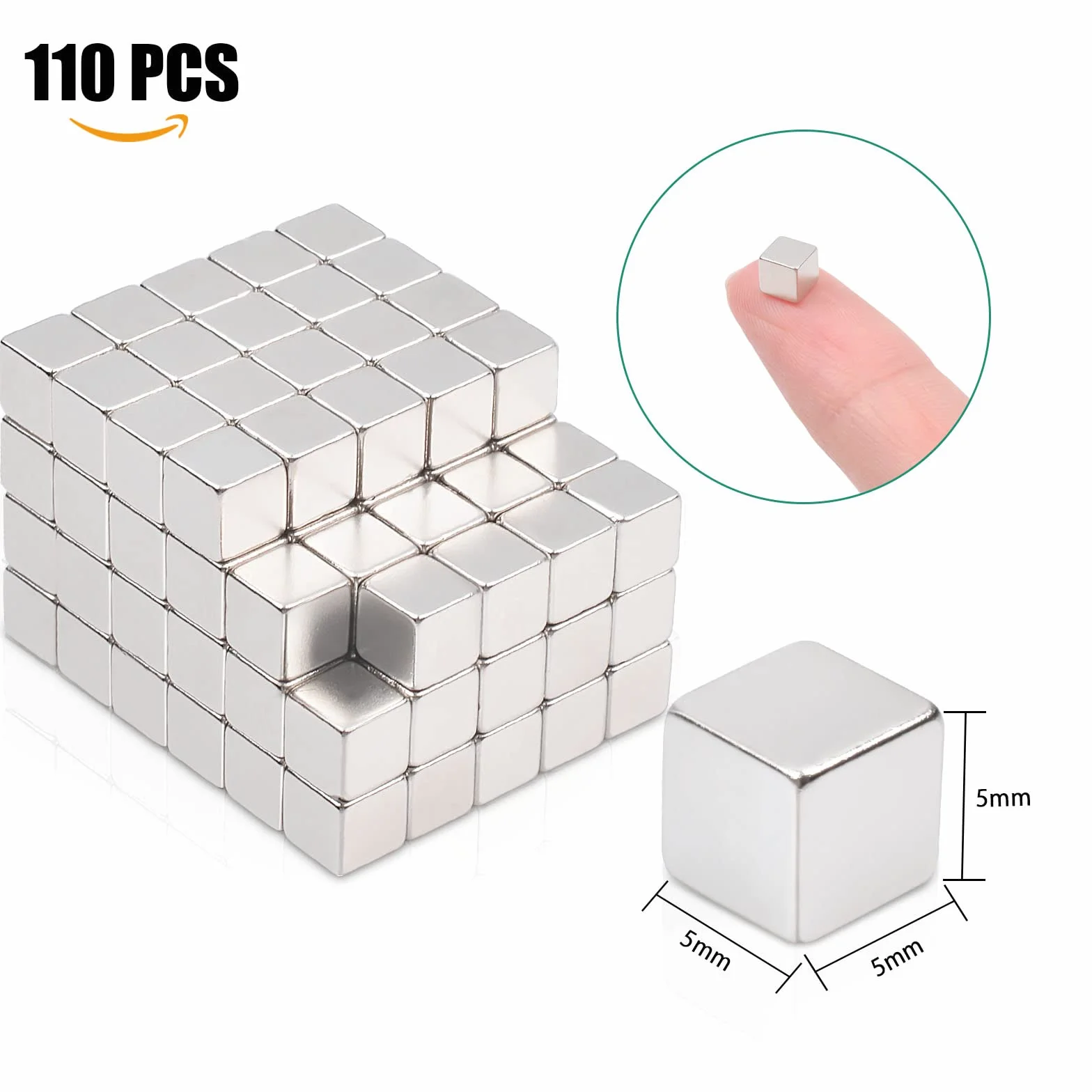 Min Ci 110 sztuk bardzo mocnych magnesów neodymowych, małe magnesy 4.5 x 4.5 x 4.5 mm, do tablic magnetycznych, lodówki, tablic suchościeralnych, zdjęć