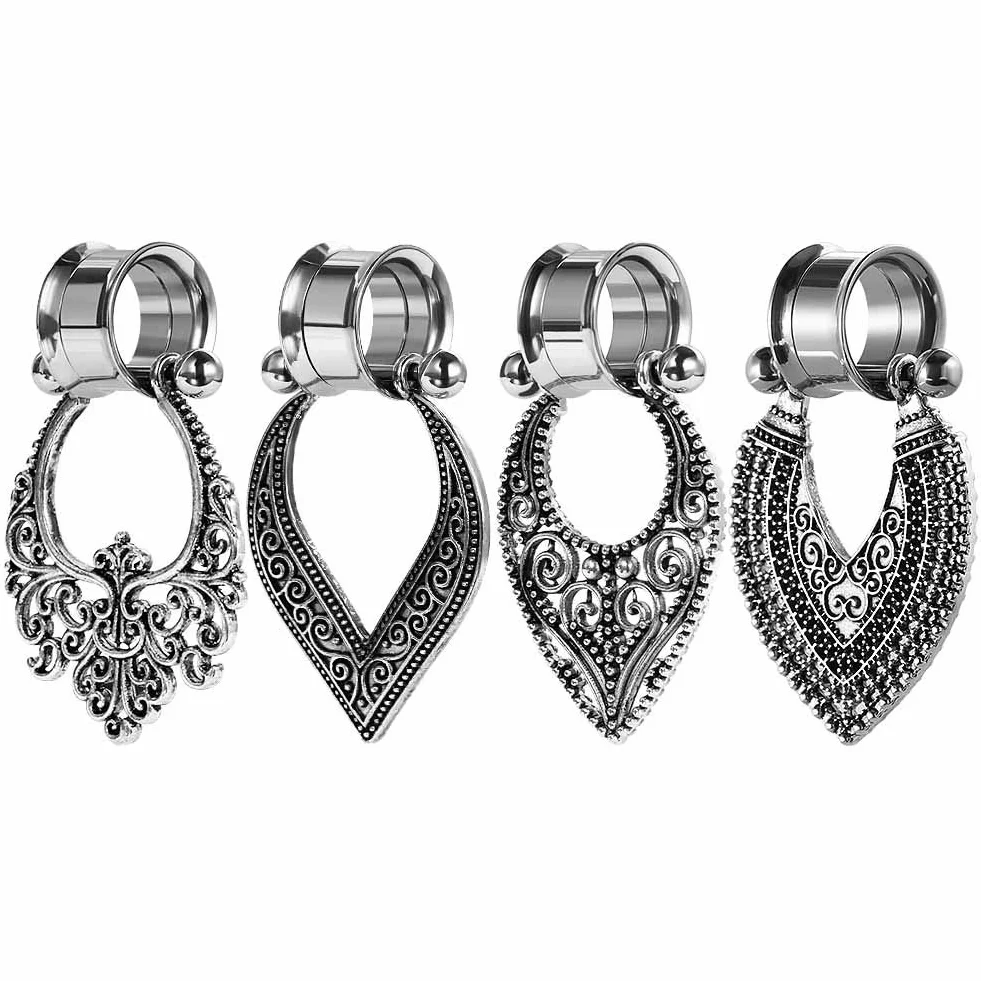 TBOSEN 2 szt. Variety of Styles Surgical Stee Earrings Gauges Tunnels Plug Kit Dangle Ear Plugs zestaw do piercingu uszu Plug 6 mm - 25 mm e stal szlachetna, colore: Style#4 Size: 16mm, cod. EURXP20190313G-D16