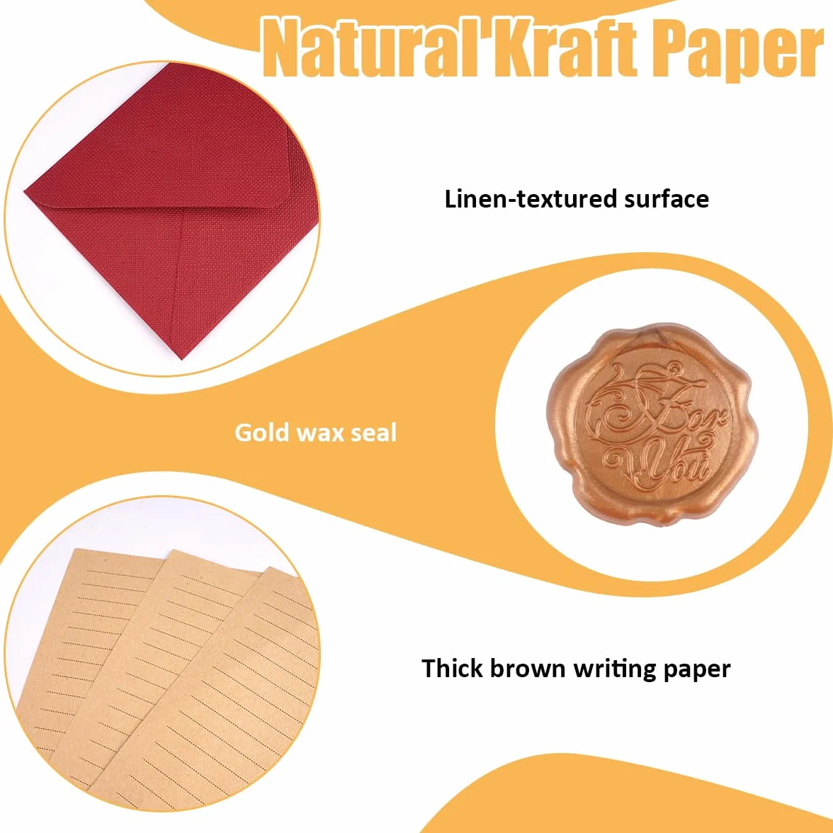 Zestaw 38 sztuk papieru listowego w linie i koperty, 9 lnianych kopert, 9 samoprzylepnych pieczęci woskowych i 20 arkuszy papieru listowego A5, na list miłosny, wesele, urodziny, kartki z życzeniami
