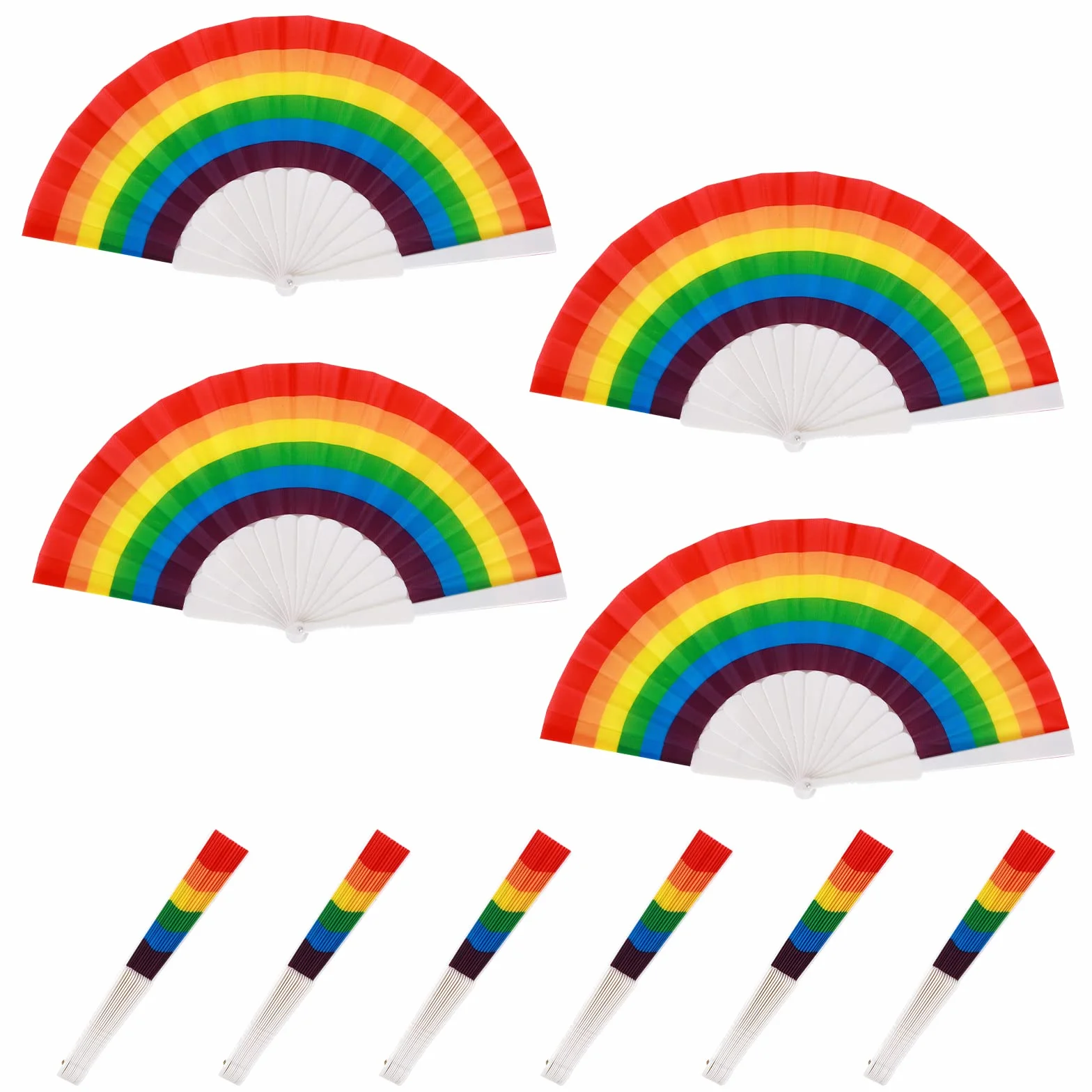 12 sztuk składanych wachlarzy ręcznych, tęczowe wachlarze do tańca, dekoracja na lato, tęczowe wachlarze, dekoracje, wachlarze składane, dla homoseksualistów, duma ręczna, składany wachlarz LGBTQ, akcesoria miesiące