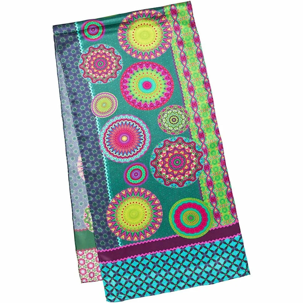 VON LILIENFELD szalik damski 100% jedwabiu magiczny motyw mandali szalik jedwabny szalik jedwabny 172 x 42 cm