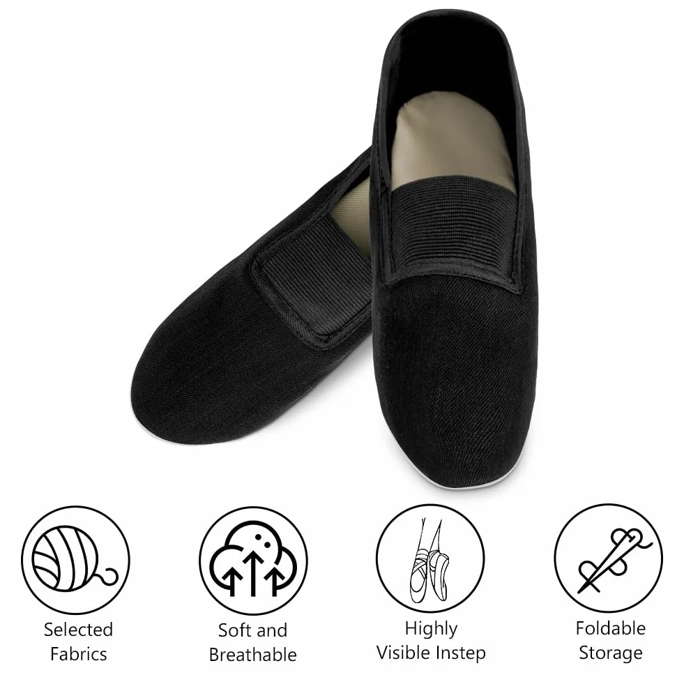 Baletki, buty do tańca gimnastycznego, baletki do tańca Canvas, gimnastyka z pełną podeszwą skórzane buty baletowe, wersja dla dorosłych, 25-26 cm