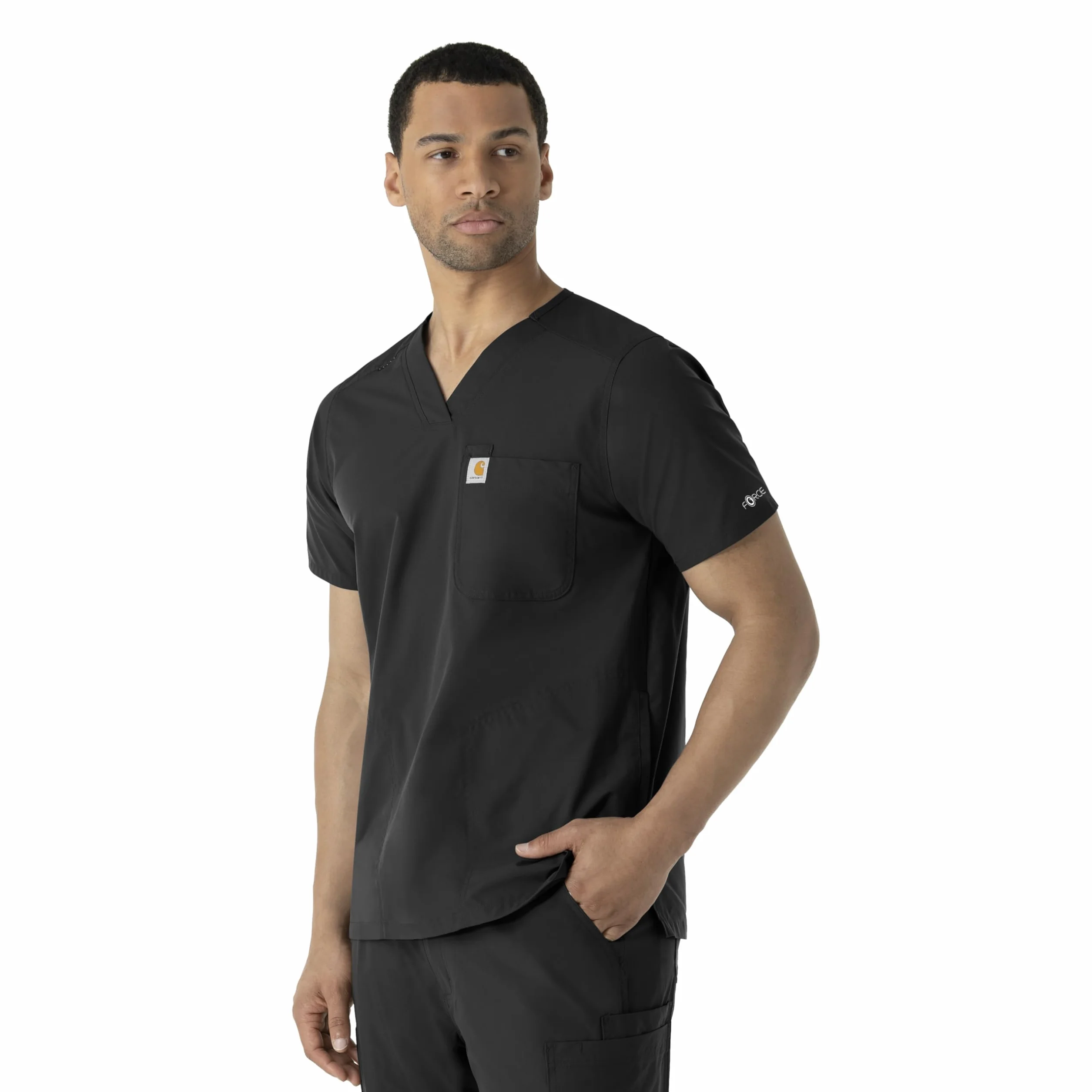 Carhartt Scrubs C16113 Force® Modern Fit V-Neck Top - Small - Black