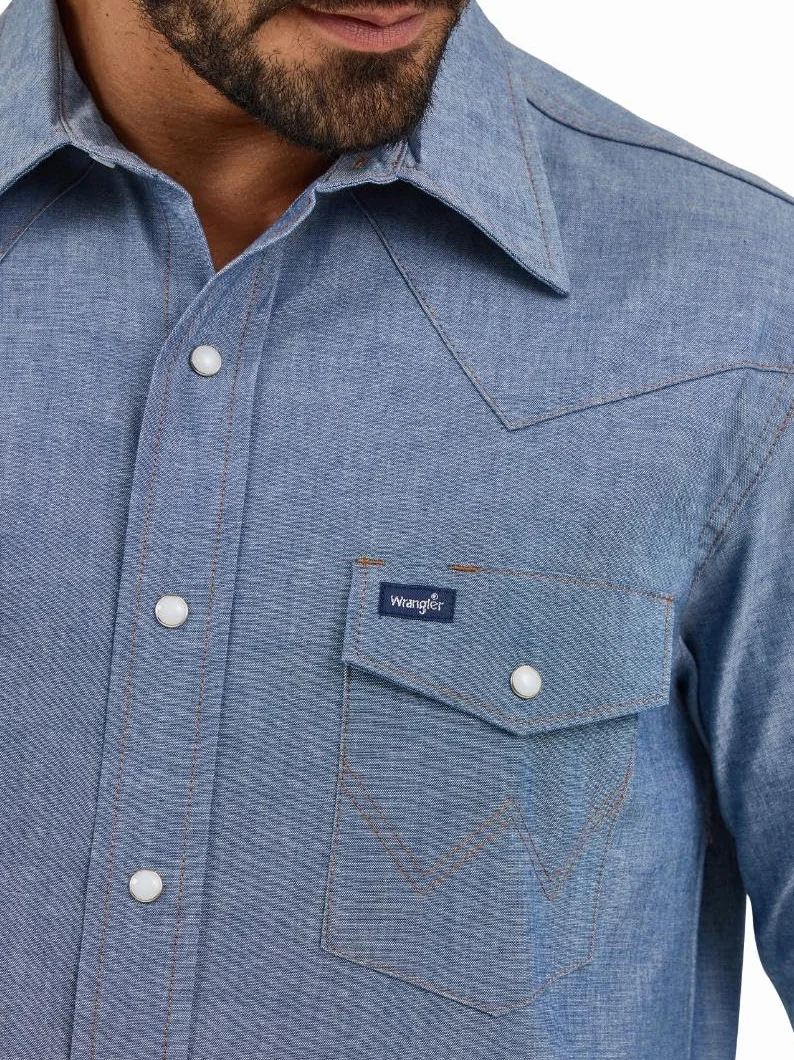 Wrangler Western Mężczyźni Cowboy Cut Western Long Sleeve Snap Work Shirt Firm Finish